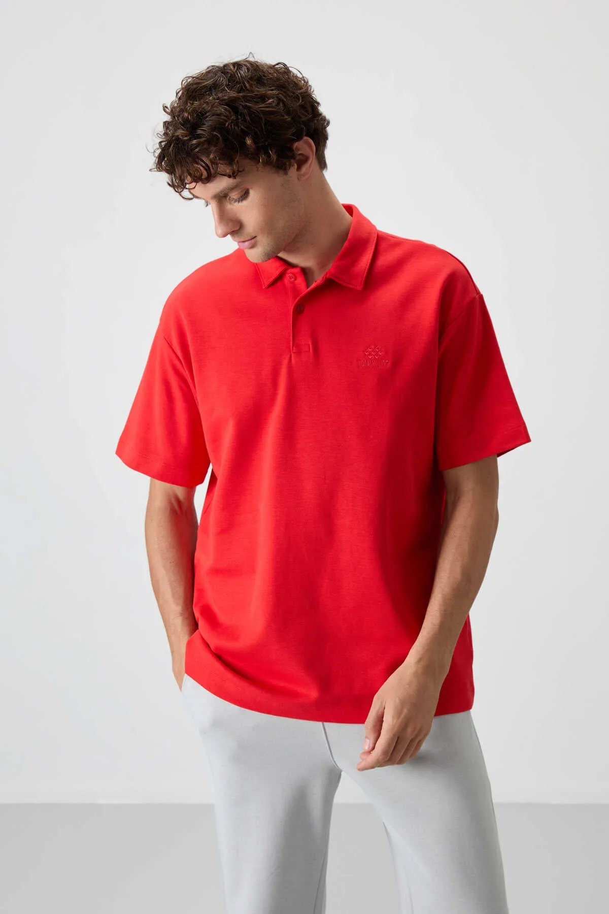 Tommylife Toptan Polo Yaka Oversize Basic Erkek T-Shirt 88327 Fiesta - FİESTA