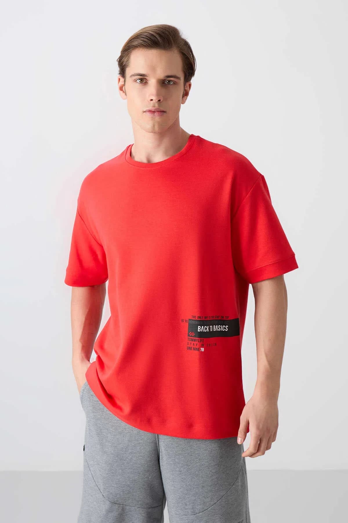 Tommylife Toptan O Yaka Oversize Baskılı Erkek T-Shirt 88322 Fiesta - FİESTA