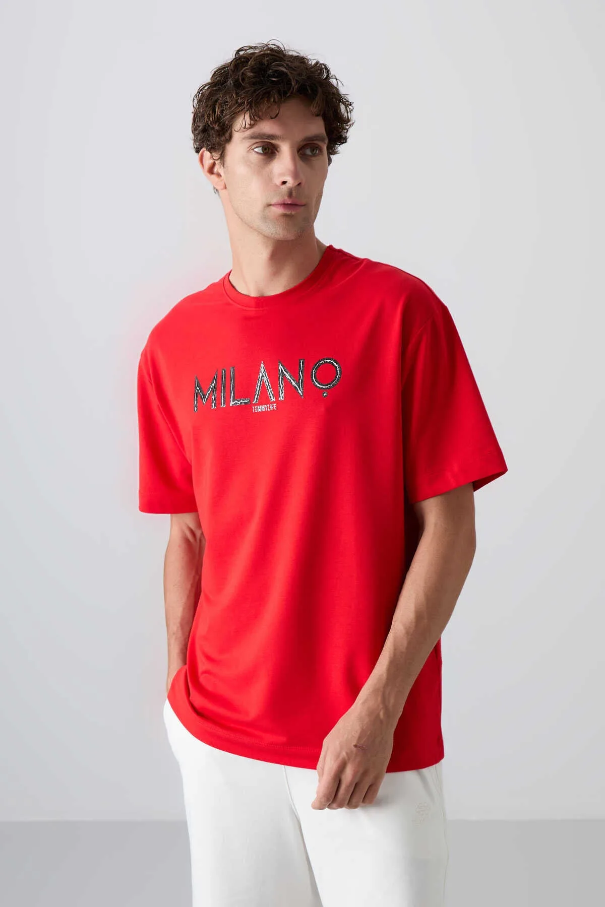 Tommylife Toptan O Yaka Oversize Baskılı Erkek T-Shirt 88345 Fiesta - FİESTA