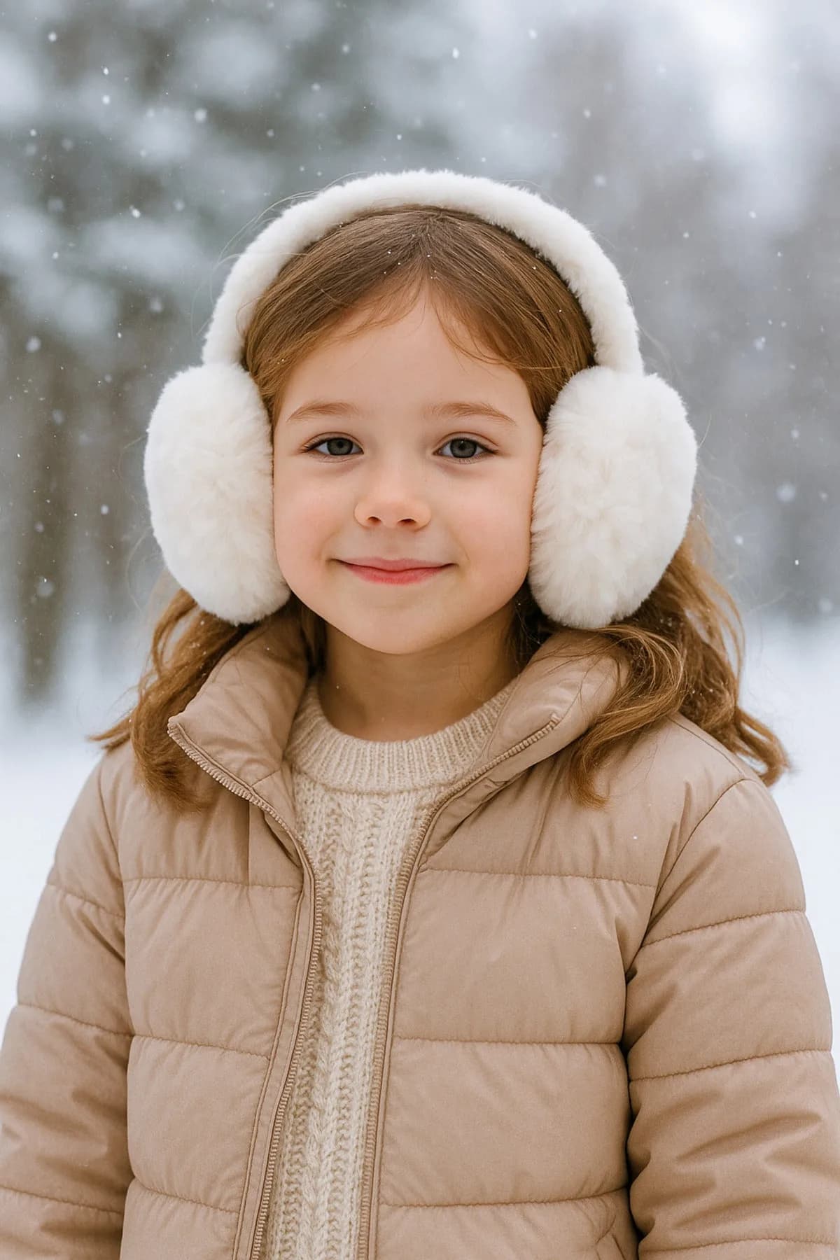 Ekru Çocuk İthal Katlanabilir Peluş Kulaklık KLK02 - klk02-Beyaz