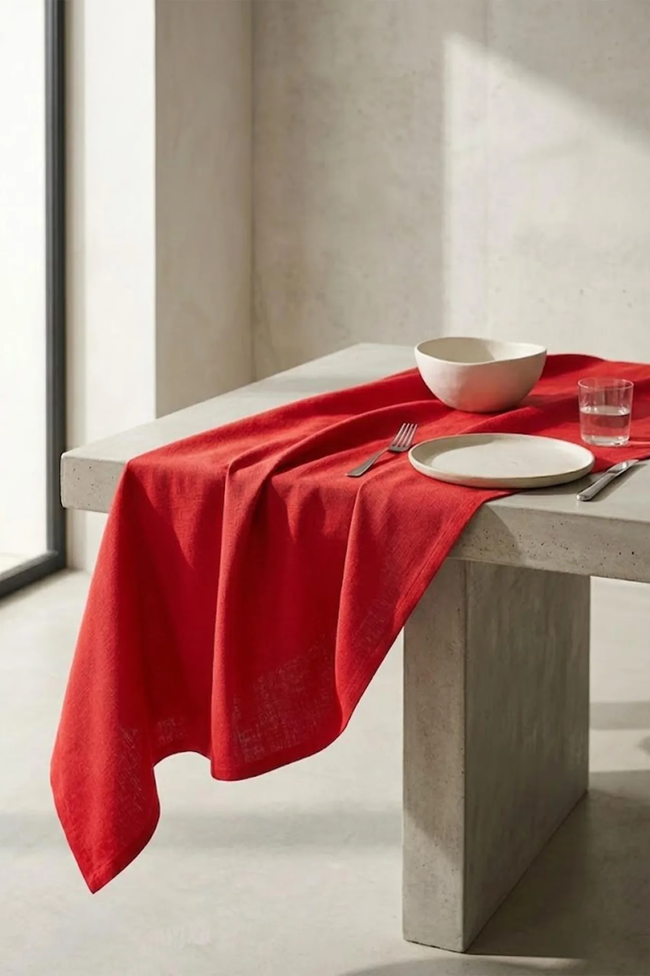 Be-28459-Rd %100 Pamuk Kırmızı Düz 40*140 Cm Runner - KIRMIZI