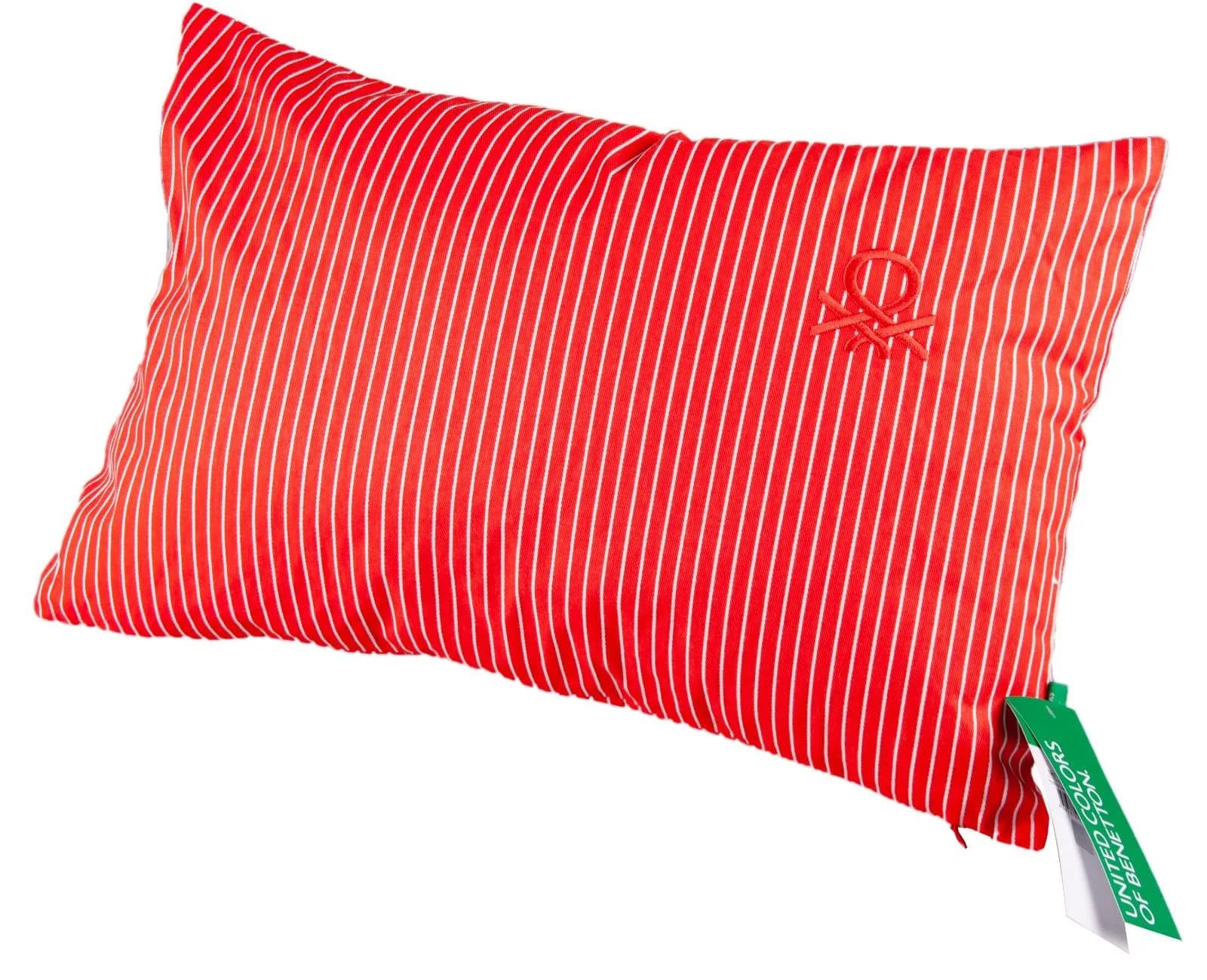 Benetton 100% Pamuk 35*50 Cm Çizgili Kırlent Dolu Kırmızı Çizgili - KIRMIZI