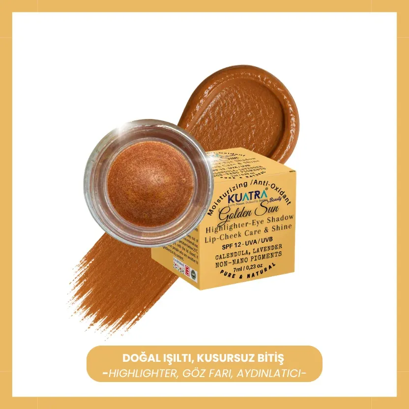 Kuatra Golden Sun Doğal İçerikli Nemlendirici Antioksidan Işıltı Veren Balm (Highlighter - Göz Farı- Aydınlatıcı) 7ml