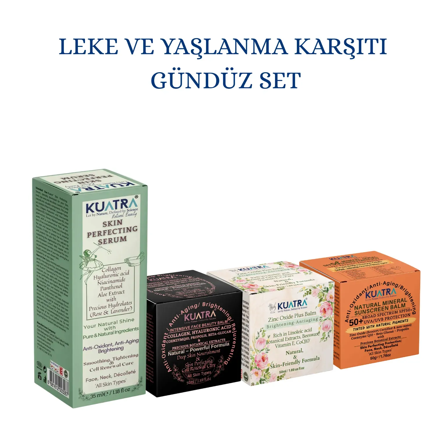 Kuatra Koyu Leke, Yaşlanma Karşıtı Ve Yoğun Nem Gündüz Set Doğal Içerikli Krem ve Serum