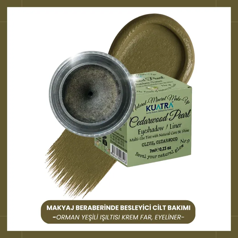 Kuatra Cedarwood Pearl Krem Far, Eyeliner Doğal İçerikli, (Makyaj Beraberinde Çok Değerli Besleyici Cilt Bakımı)