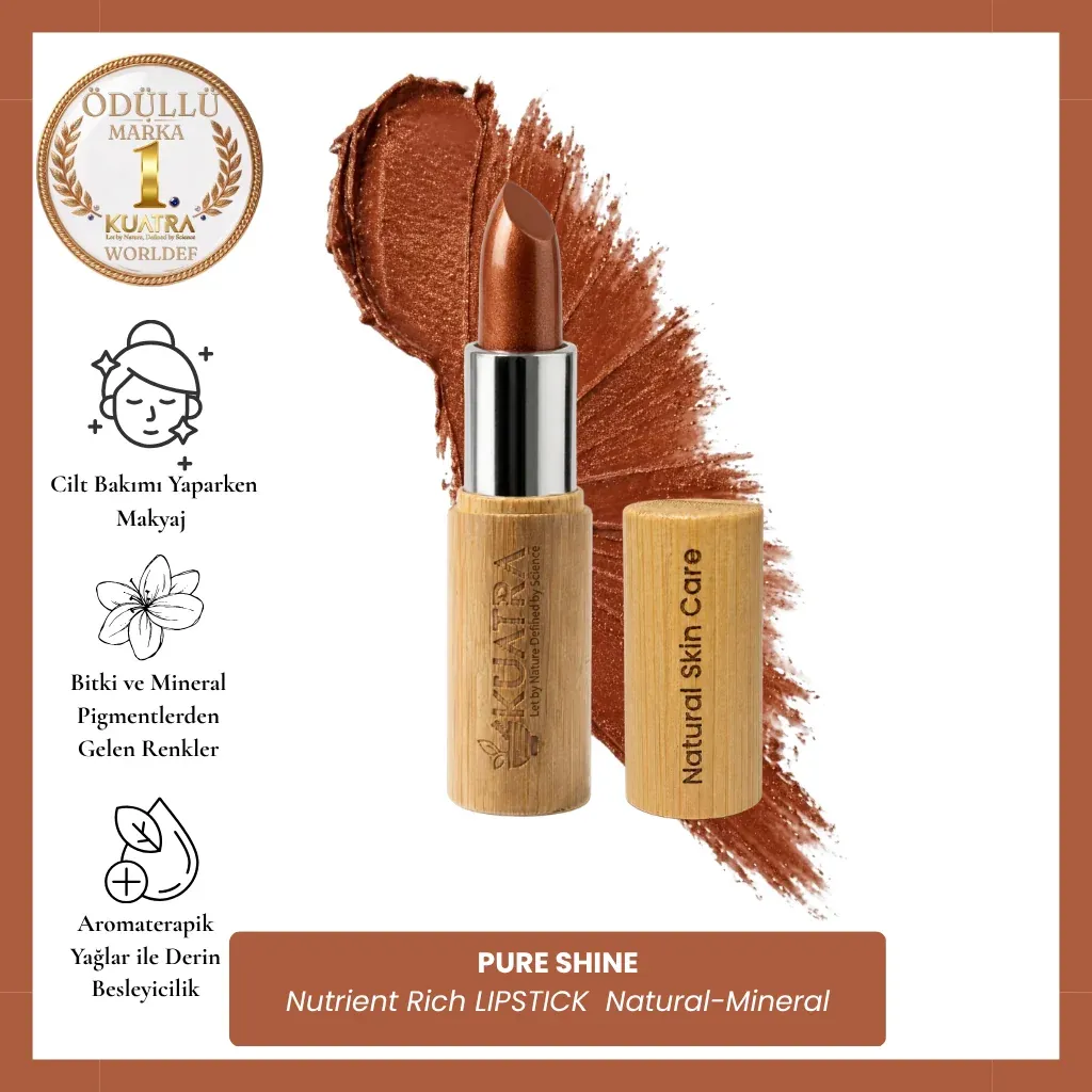 Kuatra Pure Shine No:21 Doğal Mineral Vegan Ruj Nemlendirici ve Besleyici Bakım
