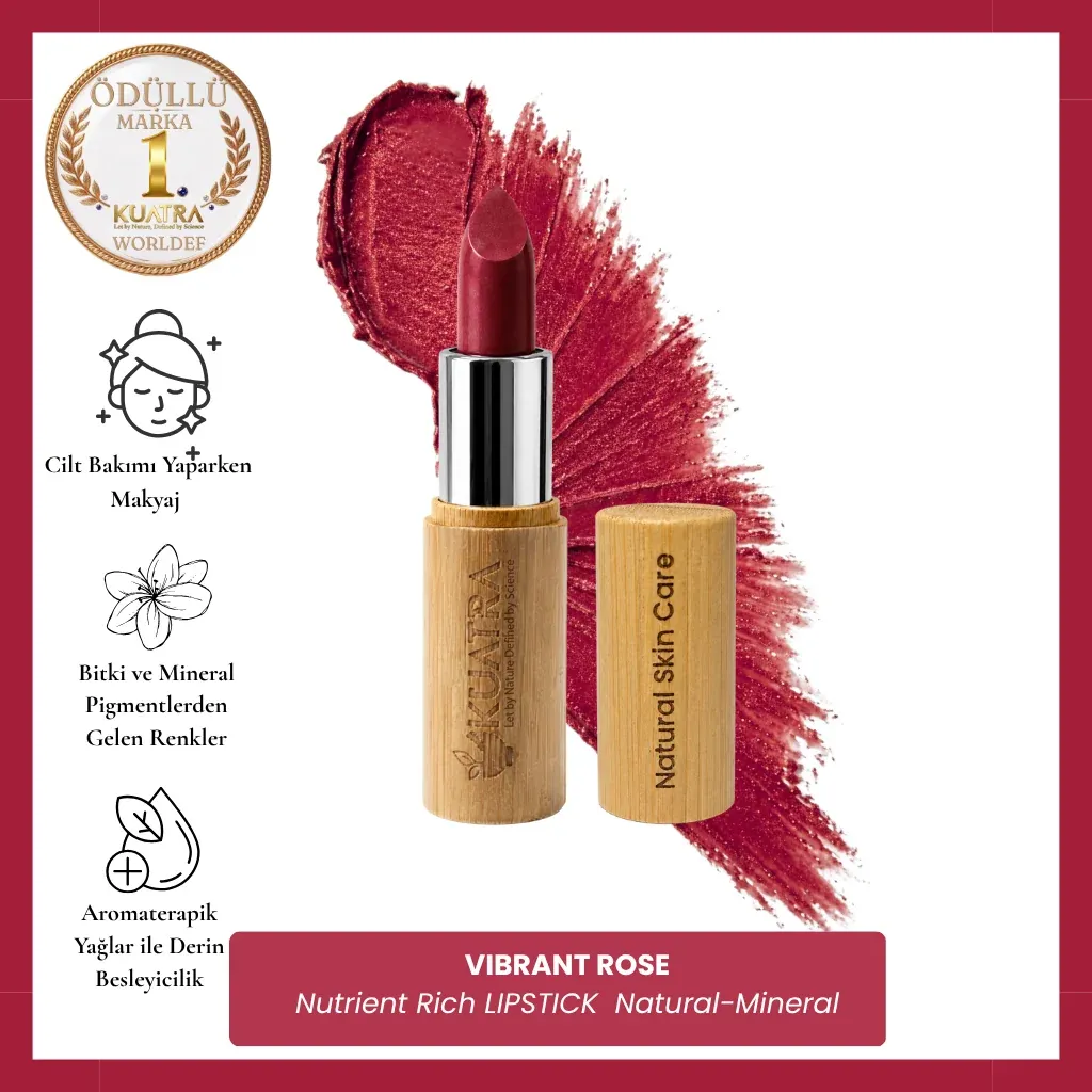 KUATRA Vibrant Rose No:27 Doğal Mineral Vegan Ruj Nemlendirici ve Besleyici Bakım
