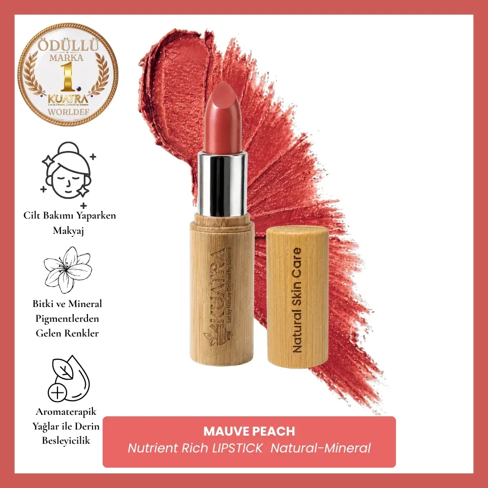 Kuatra Mauve Peach No:26 Doğal Mineral Vegan Ruj Nemlendirici ve Besleyici Bakım