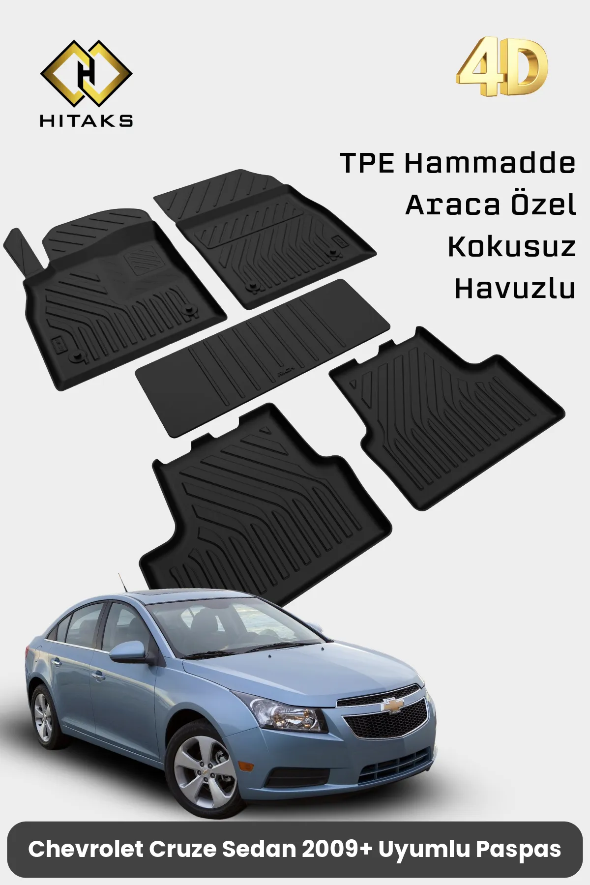 Chevrolet Cruze Sedan Paspas 2009 2016 Arası 4D Havuzlu Paspas - Araca Özel Paspas