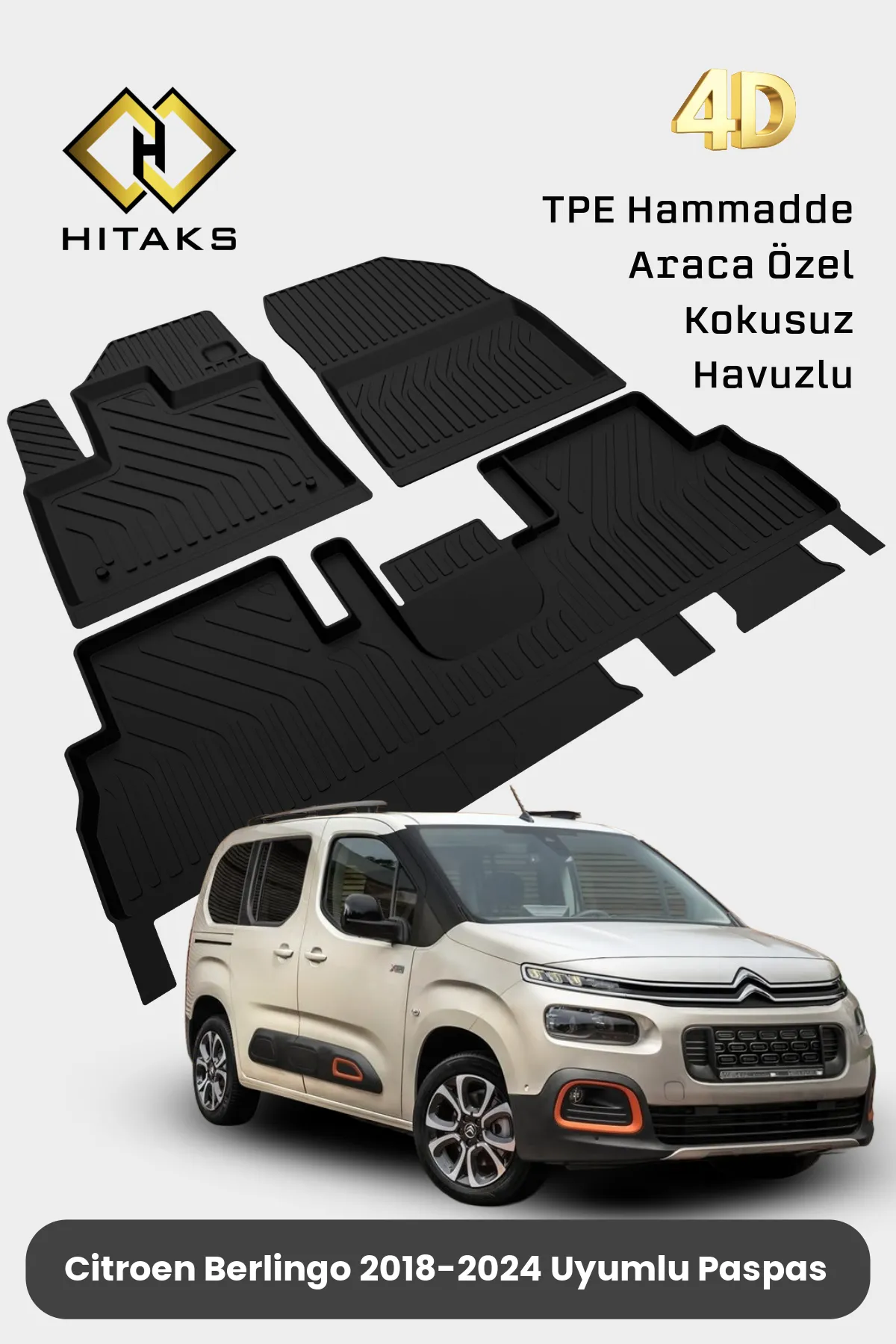 Citroen Berlingo 4D Havuzlu Paspas 2018-2024 - Araca Özel Paspas