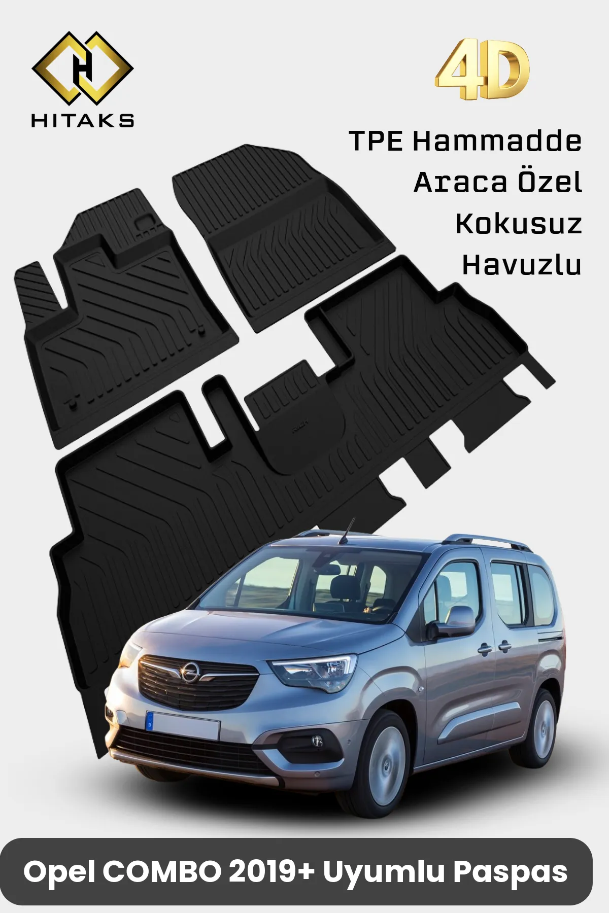 Opel Combo Paspas 4D Havuzlu Araca Özel Paspas 2019 2020 2021 2022 2023 2024 2025