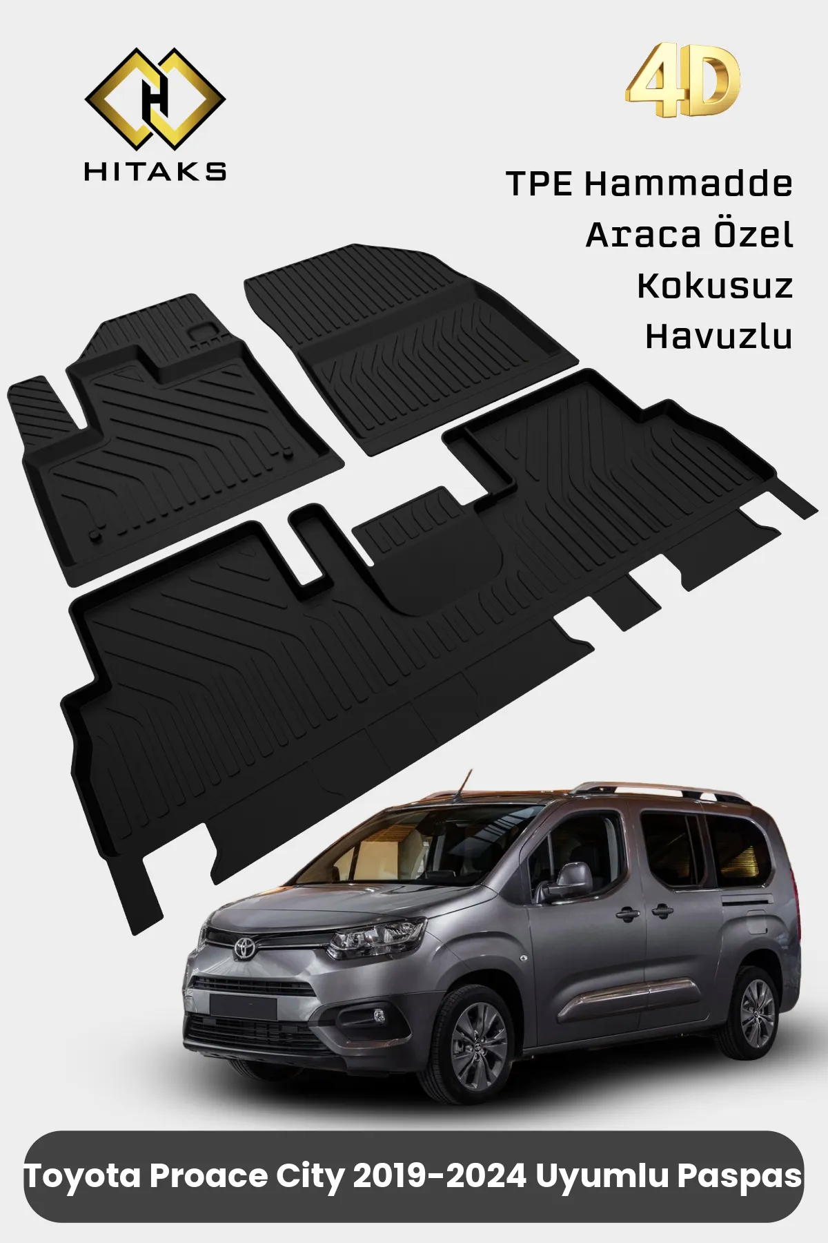 Toyota Proace City Havuzlu Paspas 4D Araca Özel Paspas 2019 2020 2021 2022 2023 2024 2025
