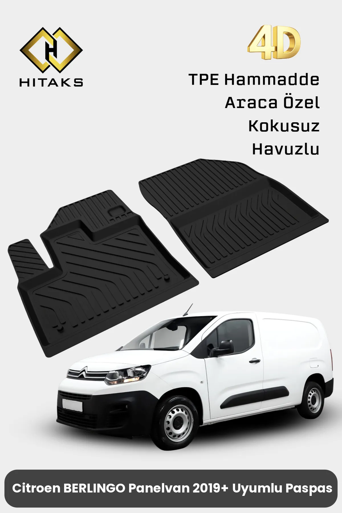 Citroen Berlingo Panelvan Paspas Ön 2 Parça 2019 Sonrası 4D Havuzlu Paspas