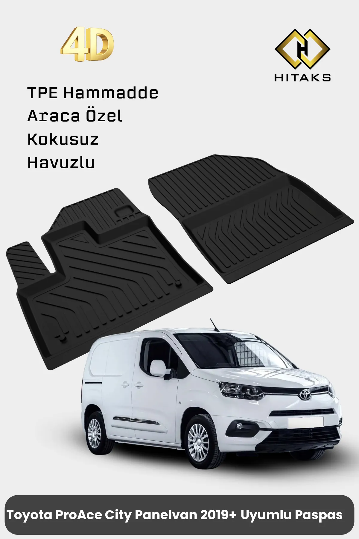 Toyota ProAce City Panelvan Paspas Ön 2 Parça 2019 Sonrası 4D Havuzlu Paspas