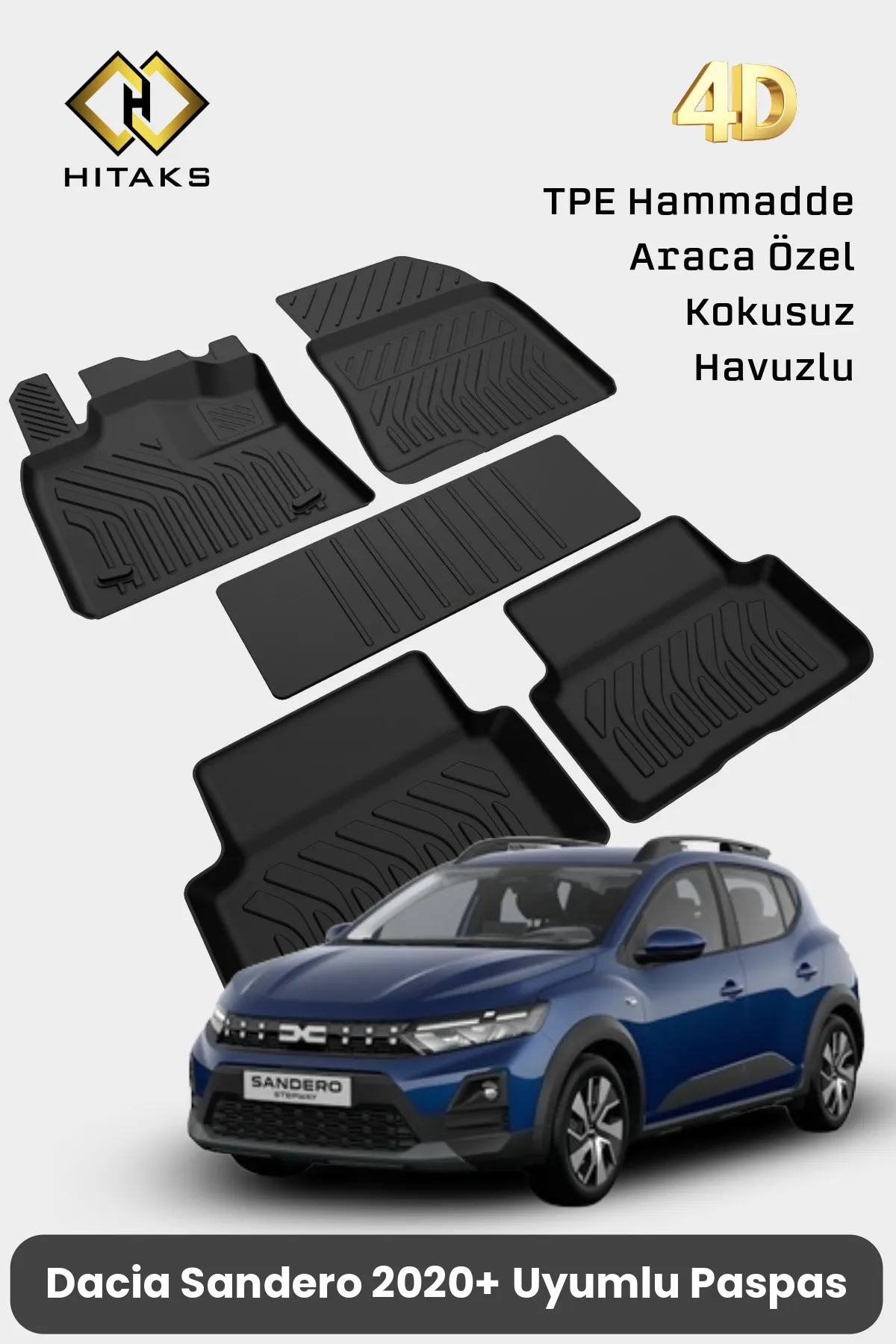 Dacia Sandero Stepway 2020 Sonrası ile Uyumlu - Araca Özel Paspas