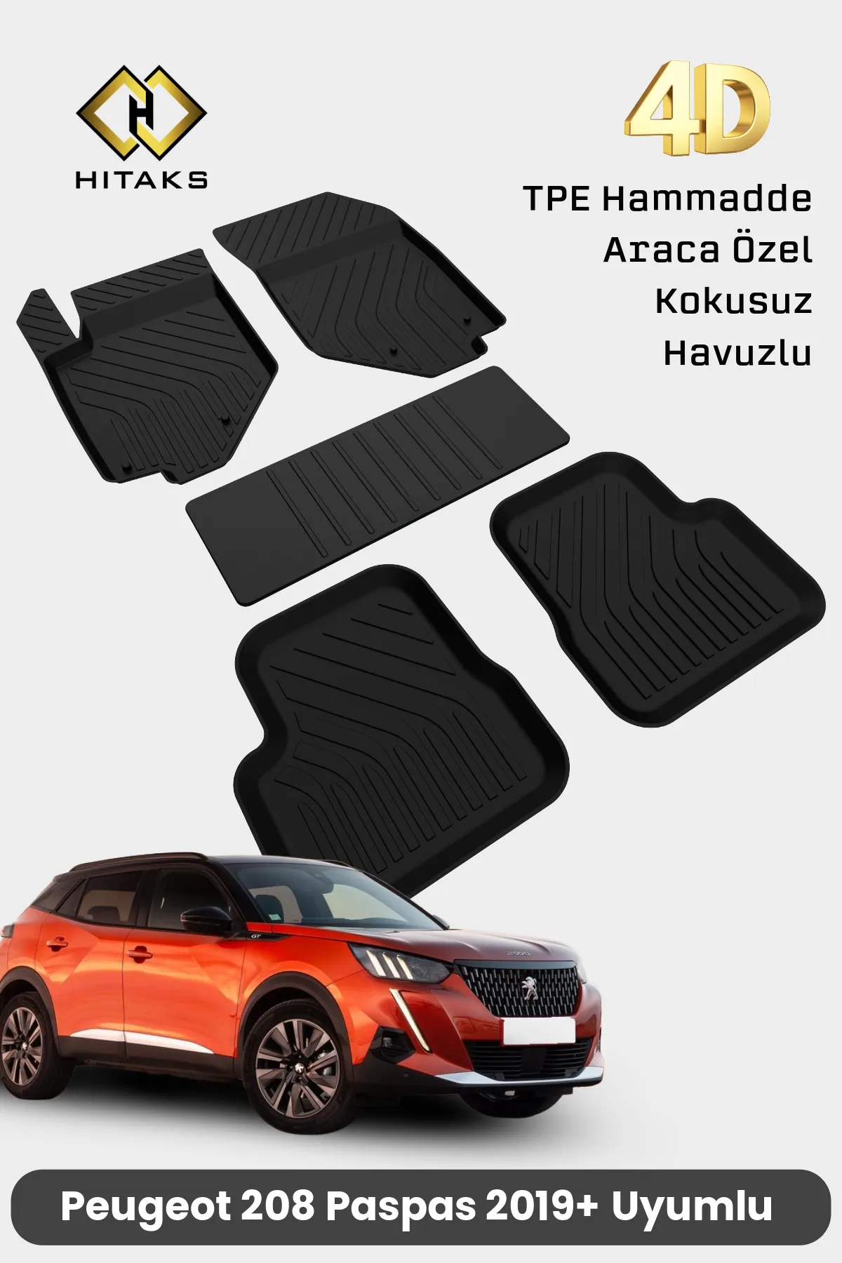 Peugeot 2008 Havuzlu 4D Paspas 2019 Sonrası Araca Özel Paspas