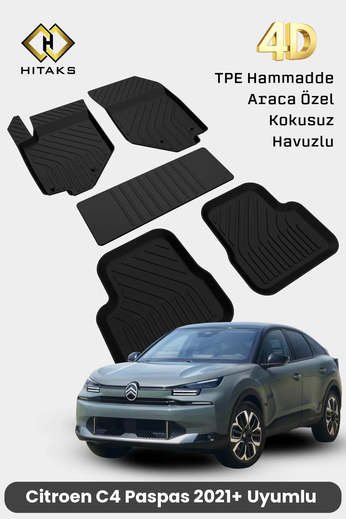 Citroen C4 Paspas 2021 Sonrası Uyumlu 4D Havuzlu Paspas - Hybrid C4 ile Uyumsuzdur