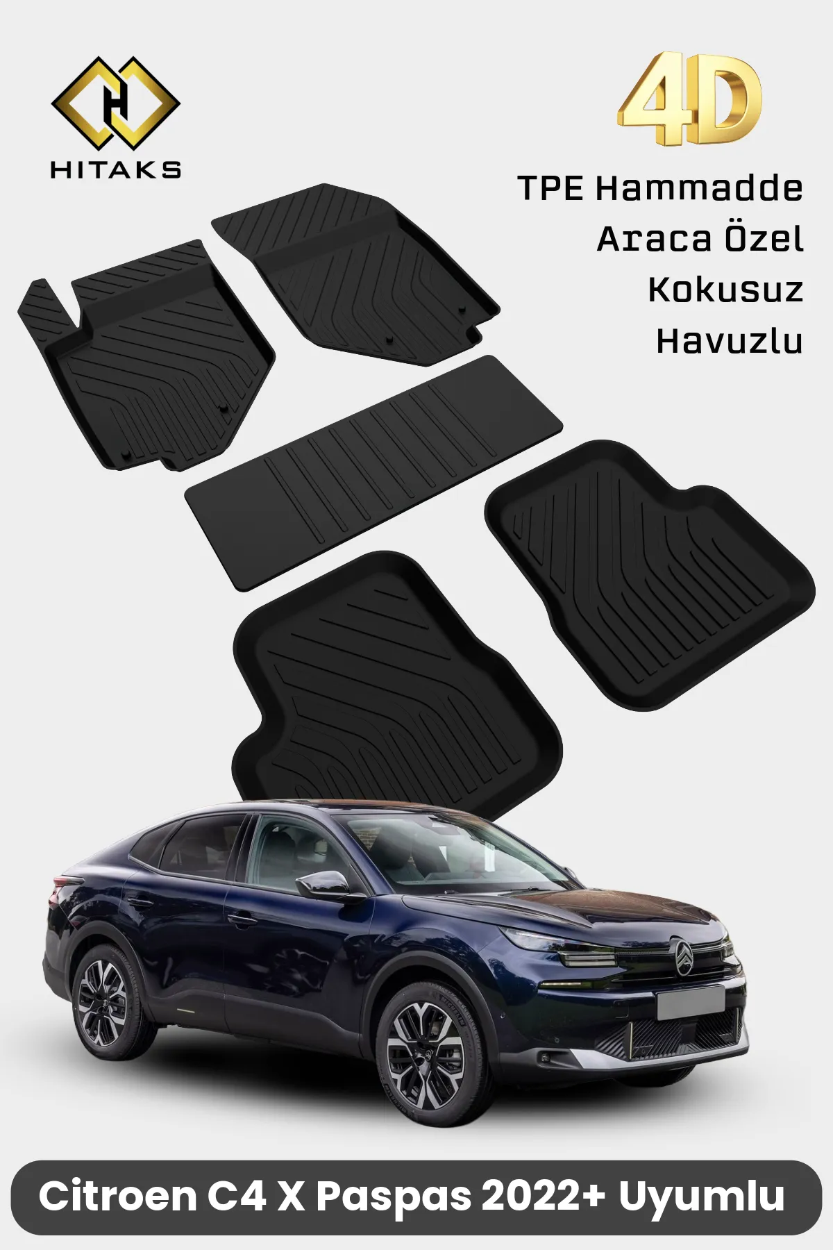 Citroen C4 X 2022 Sonrası ile Uyumlu Havuzlu 4D Paspas- Hybrid C4 ile Uyumsuzdur