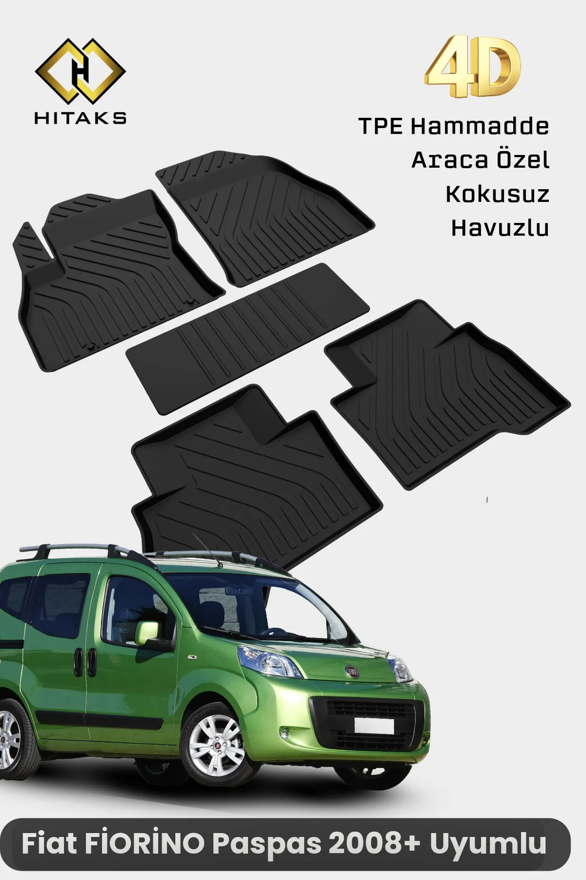 Fiat Fiorino 2008 Sonrası 4D Havuzlu Paspas - Araca Özel Paspas