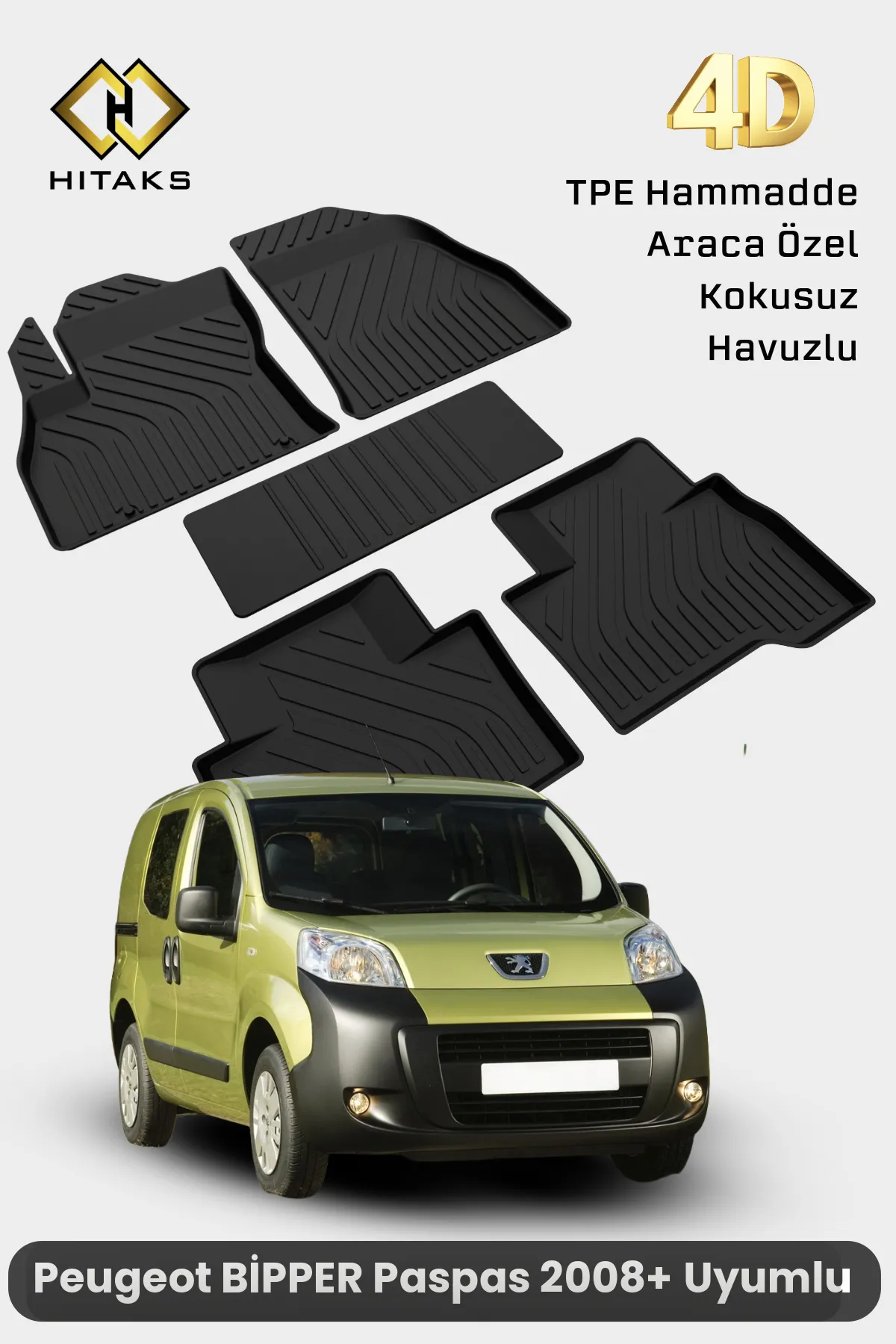 Peugeot Bipper 2008 Sonrası 4D Havuzlu Paspas - Araca Özel Paspas