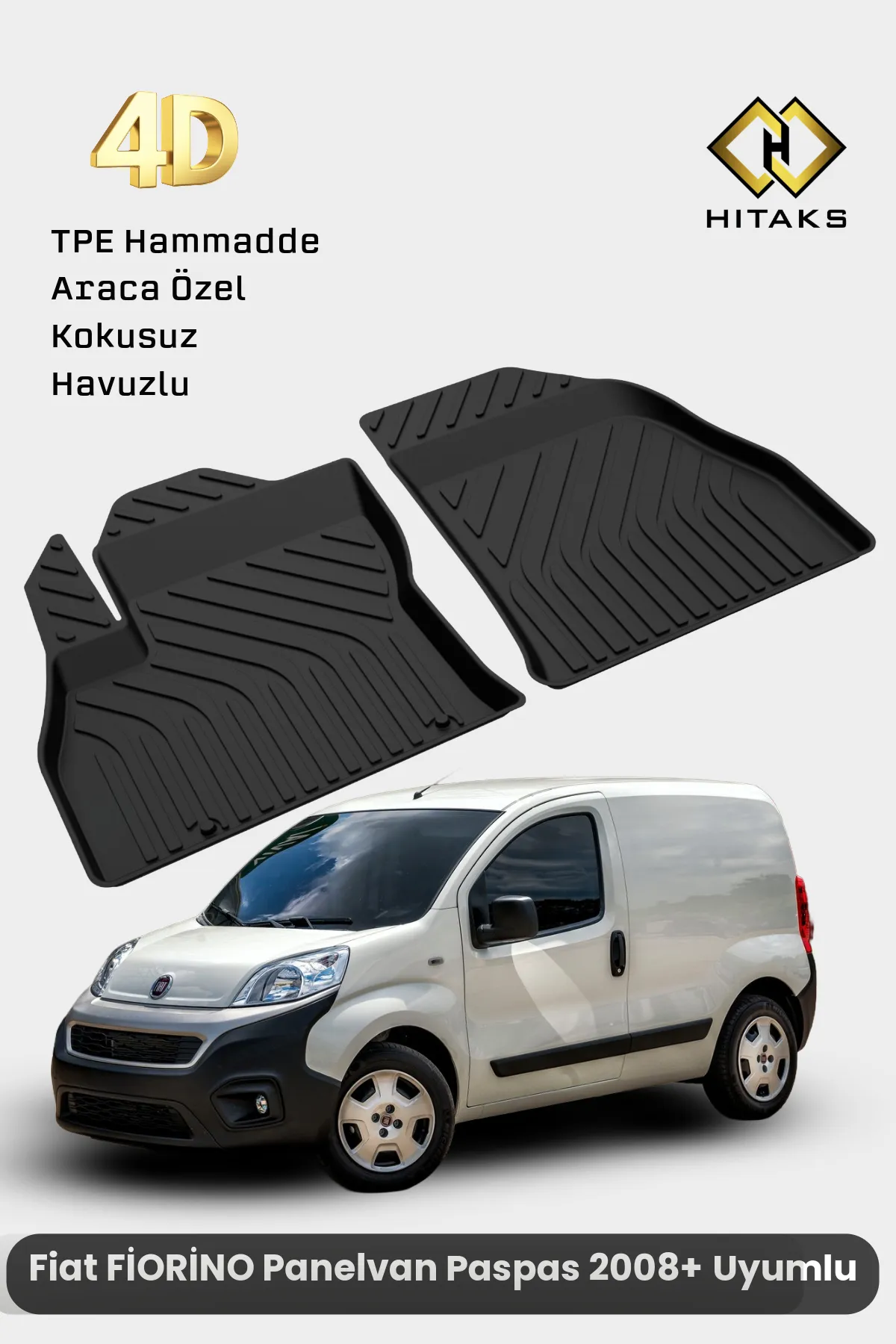 Fiat Fiorino Panelvan Ön 2 Parça 2008 Sonrası 4D Havuzlu Paspas - Araca Özel Paspas