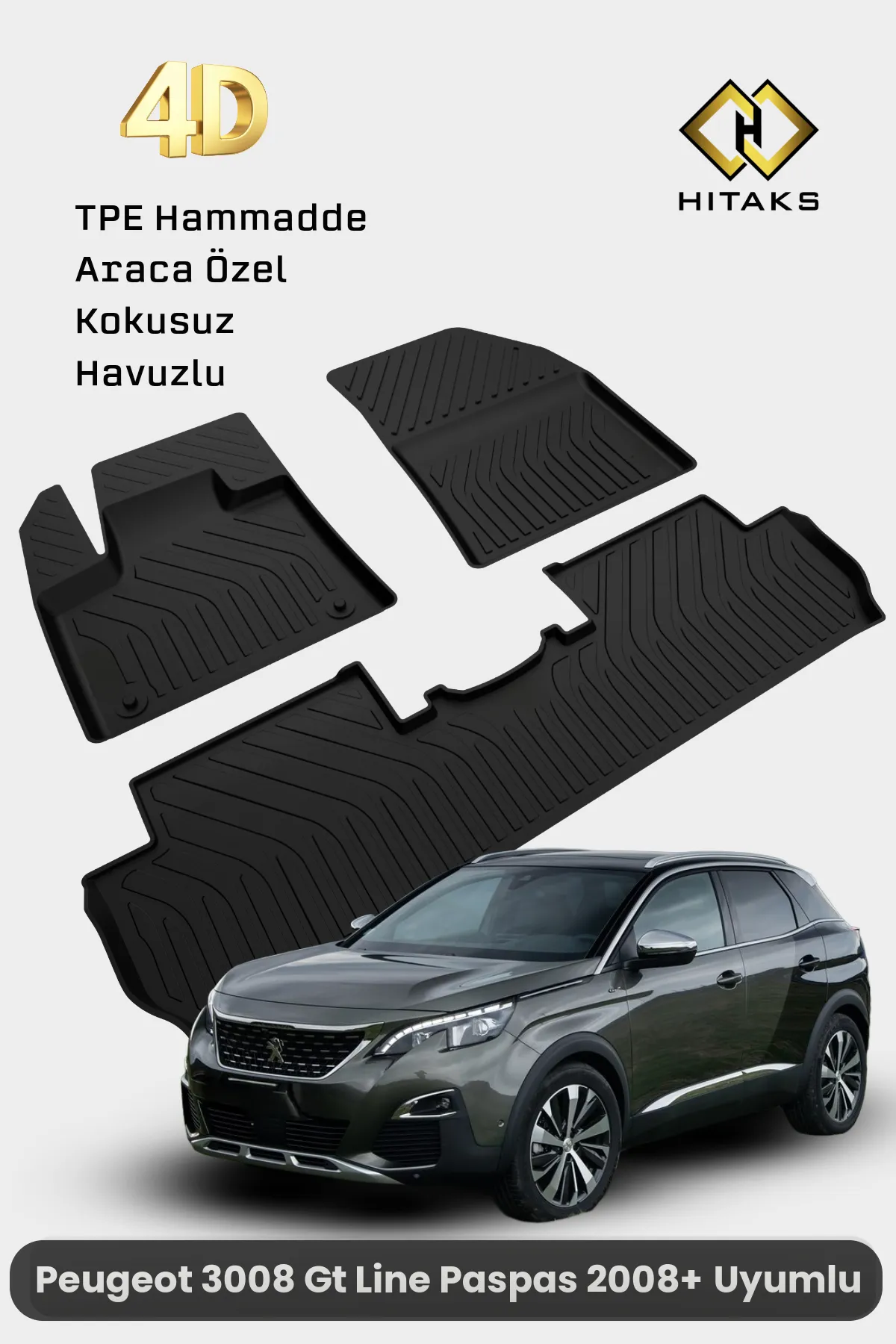 Peugeot 3008 Gt Line Havuzlu 4D Paspas 2016 2017 2018 2019 2020 2021 2022 2023 2024