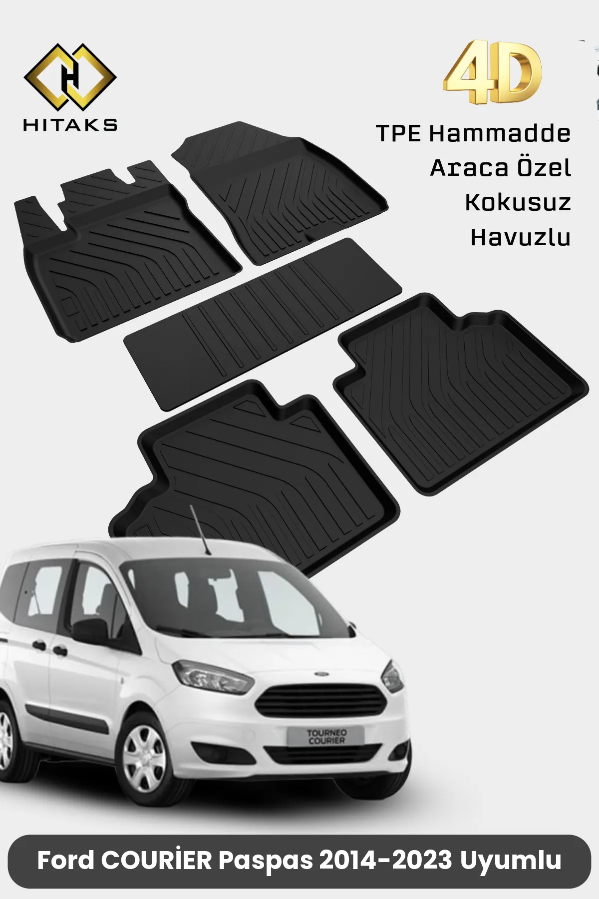 Ford Courier Paspas 2014 2023 Arası 4D Havuzlu Paspas - Araca Özel Paspas