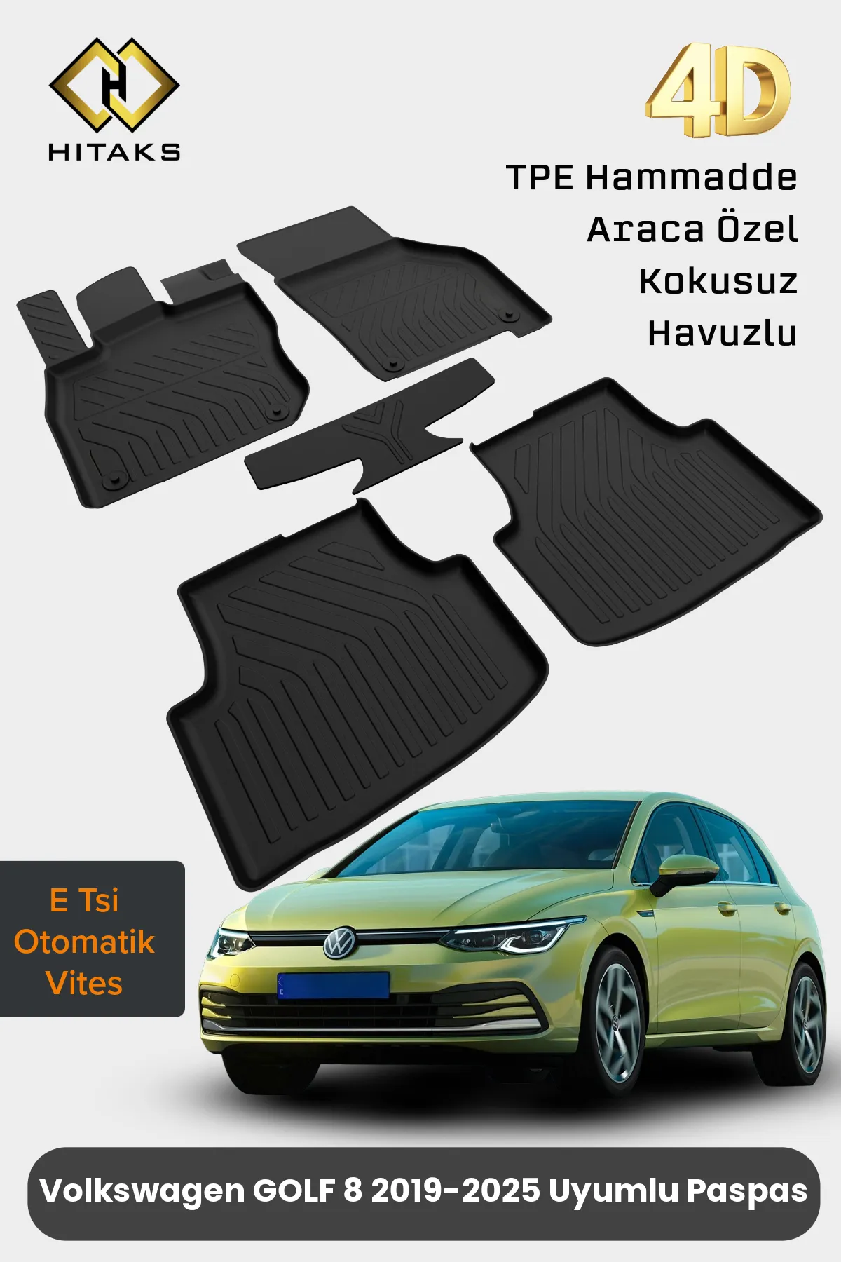 Volkswagen Golf 8 Otomatik Vites Havuzlu Paspas 2020 ve Sonrası