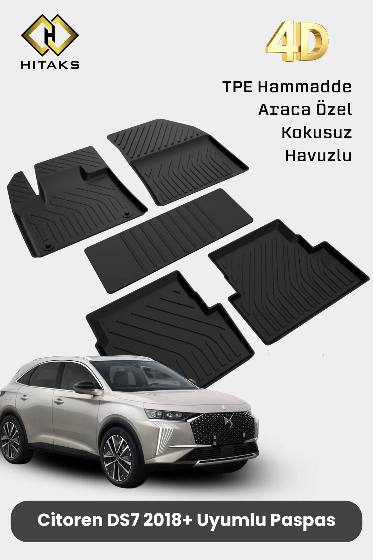 Citroen DS 7 Paspas 2018 Sonrası Ile Uyumlu - Araca Özel Havuzlu Paspas