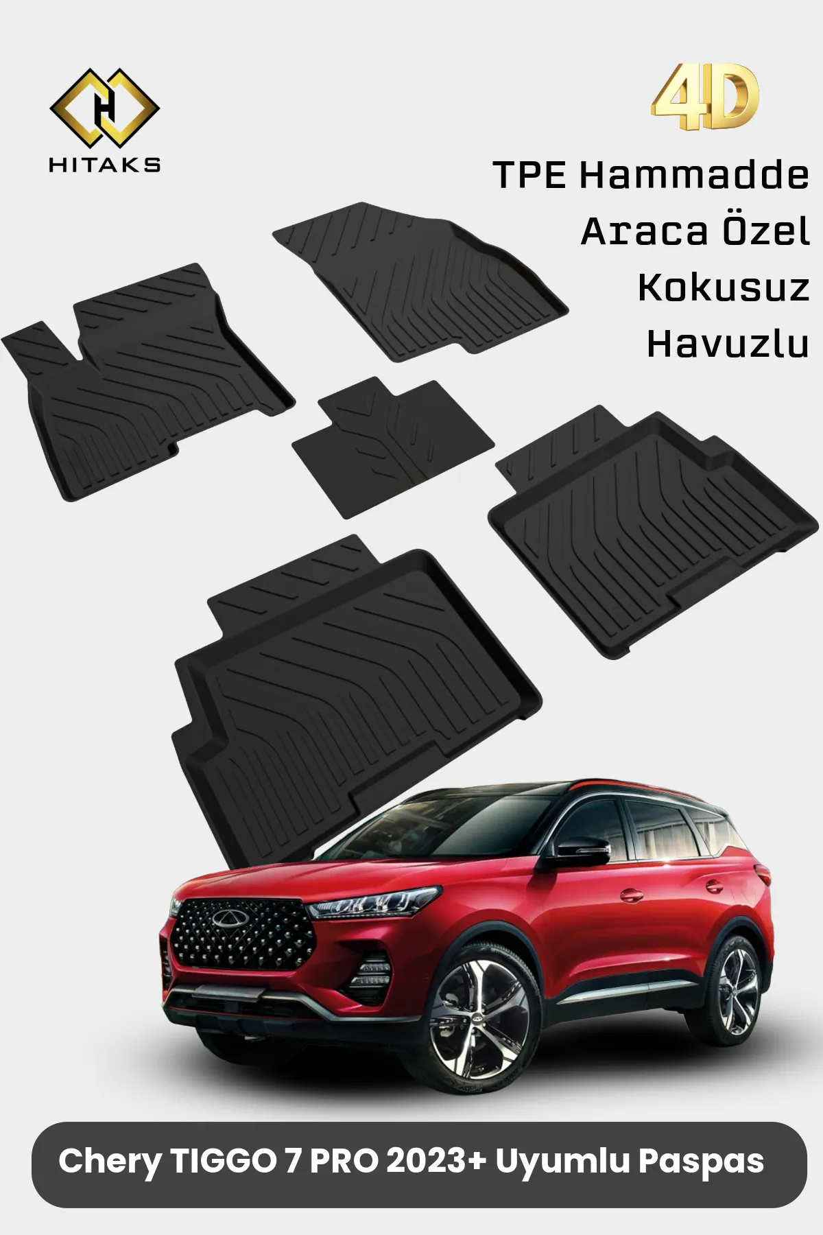 Chery Tiggo 7 Pro Paspas 2023 Sonrası 4D Havuzlu Paspas- Araca Özel Havuzlu Paspas