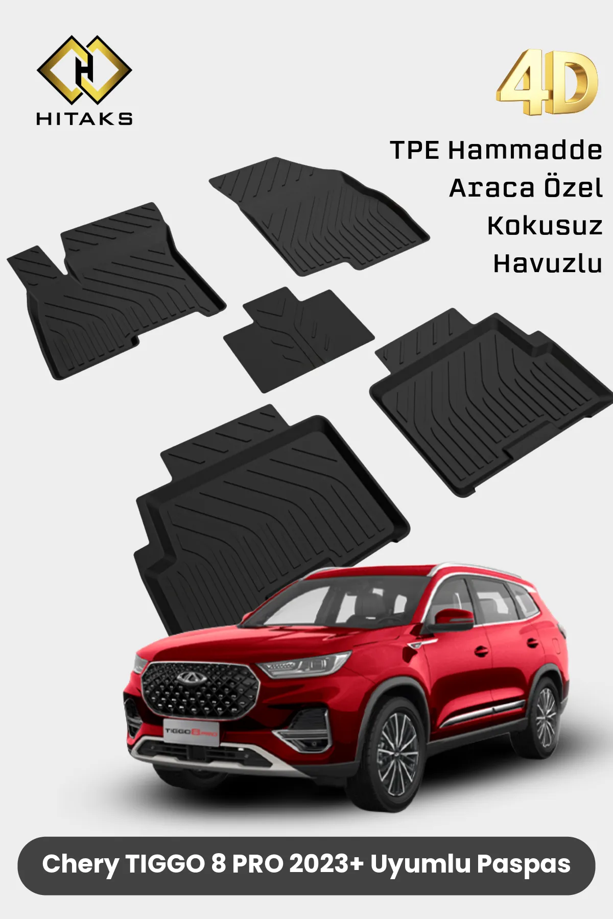 Chery Tiggo 8 Pro Paspas 2023 Sonrası 4D Havuzlu Paspas- Araca Özel Havuzlu Paspas