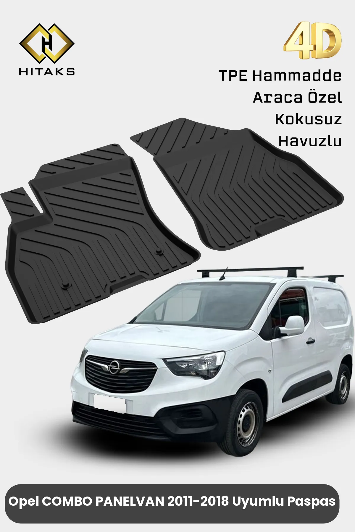 Opel Combo Panelvan Van Havuzlu Oto Paspas Ön Iki Parça 2010 2011 2012 2013 2014 2015 2016 2017 2018