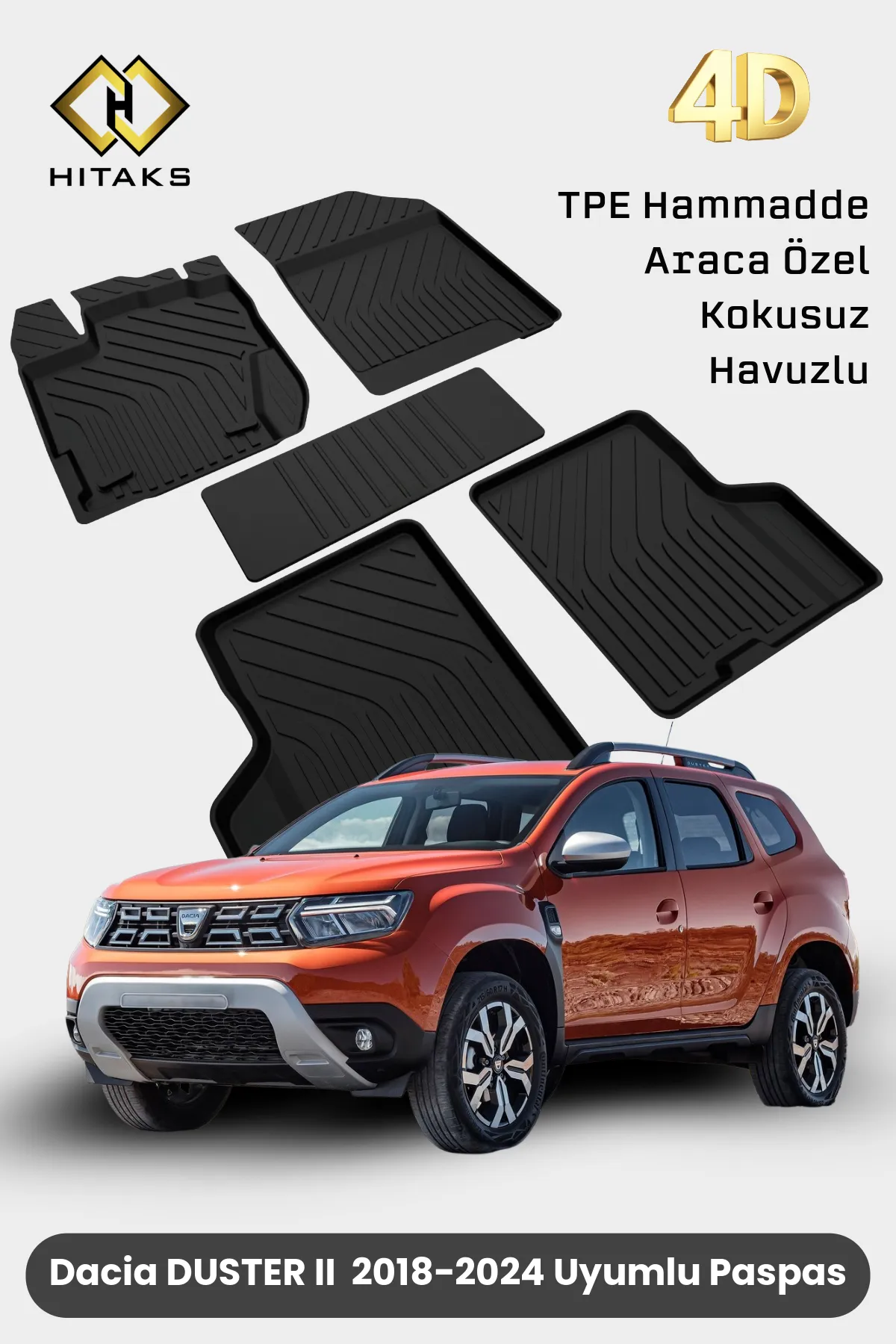 Dacia Duster 4D Havuzlu Paspas 2018 2019 2020 2021 2022 2023 2024