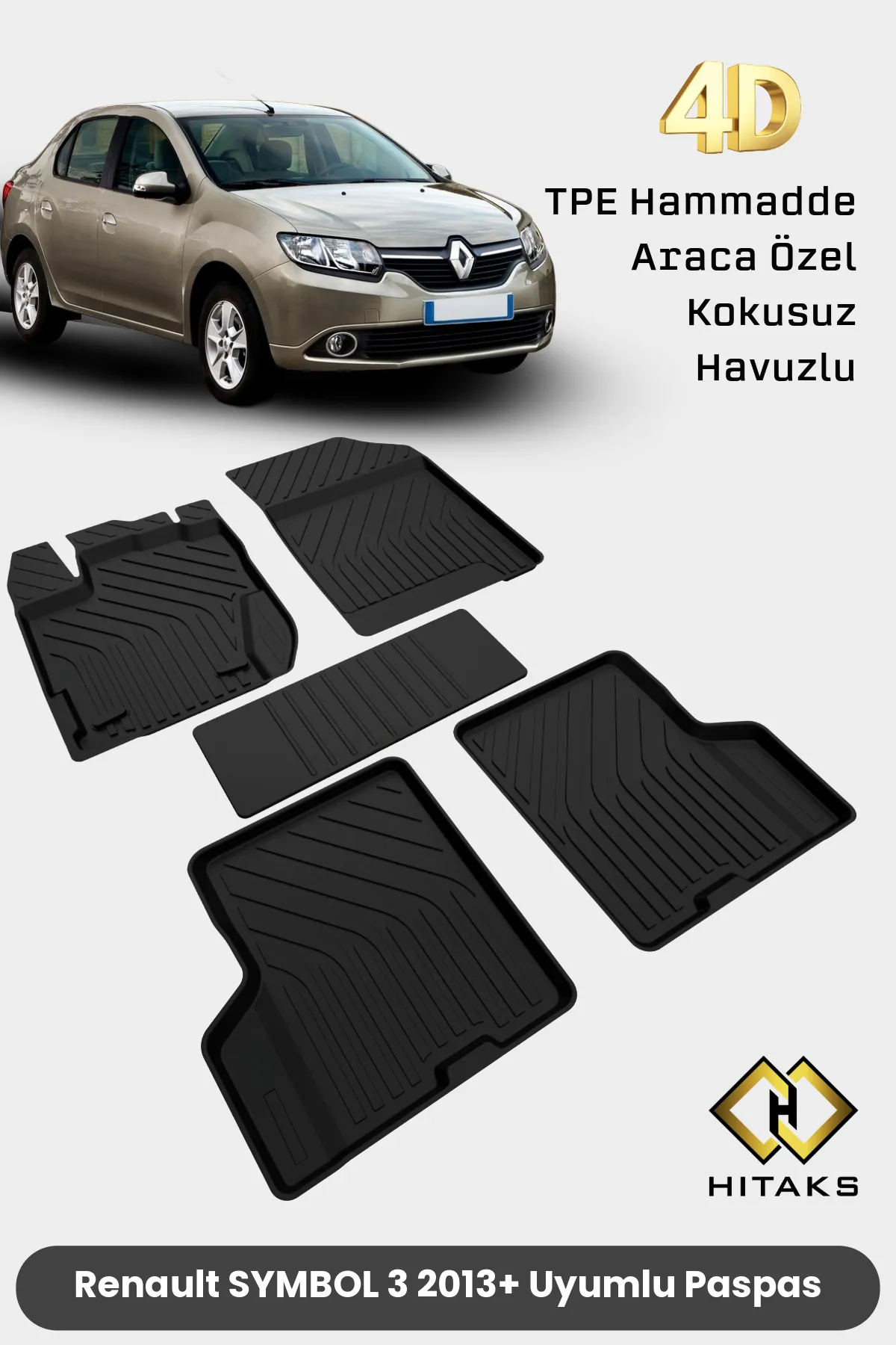 Renault Symbol 2013 Sonrası Uyumlu Araca Özel Paspas 4D Havuzlu Paspas