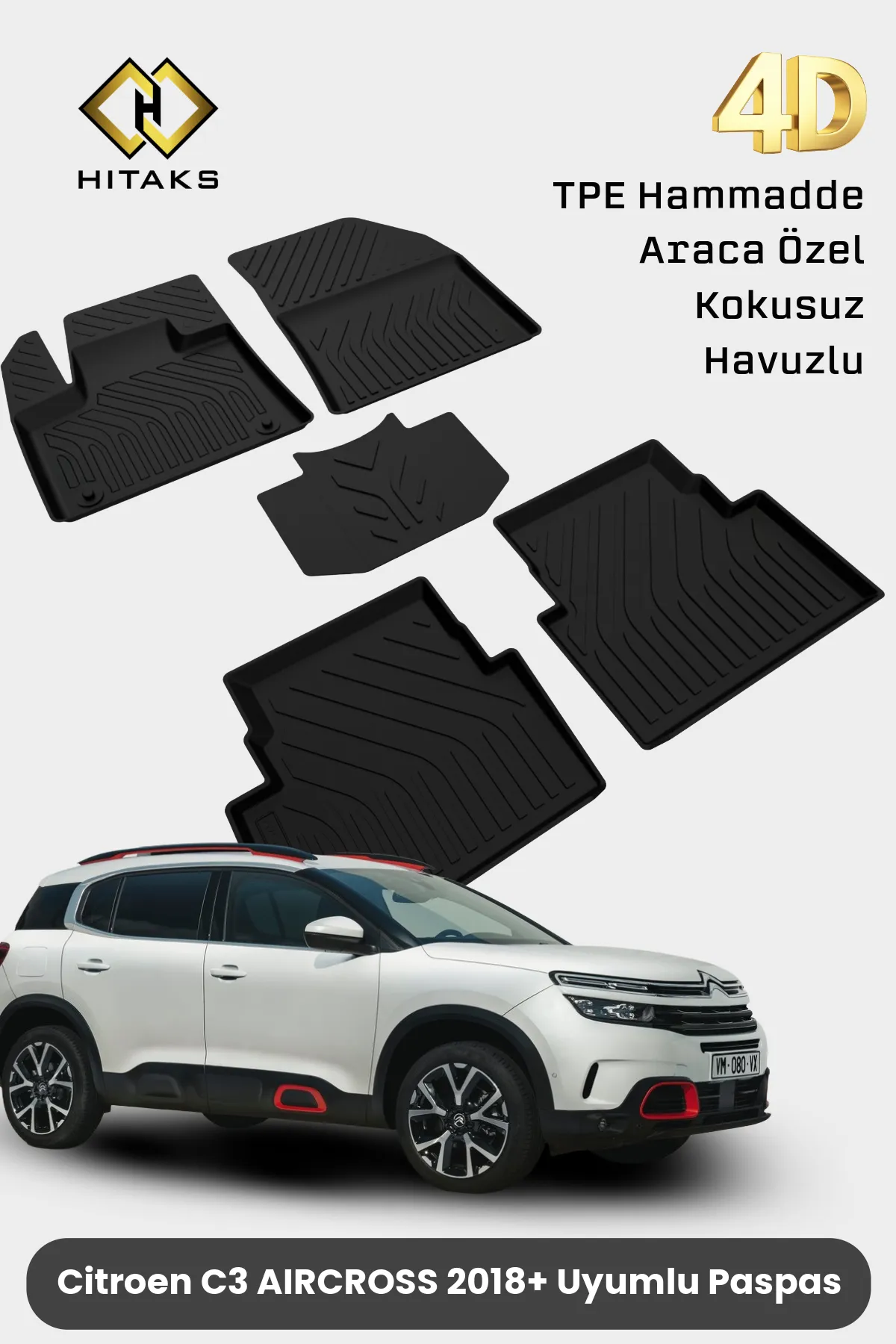 Citroen C5 Aircross Araca Özel 4D Havuzlu Paspas 2017 2018 2019 2020 2021 2022 2023 2024 2025 2026