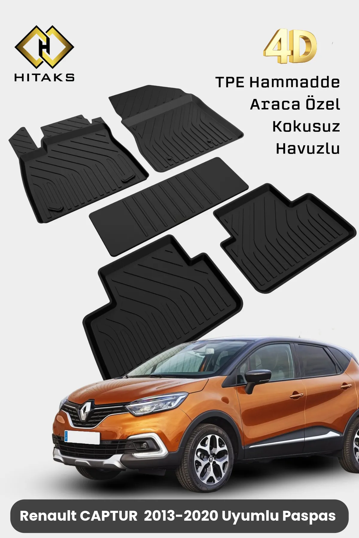 Renault Captur 2013-2020 Uyumlu 4D Araca Özel Paspas