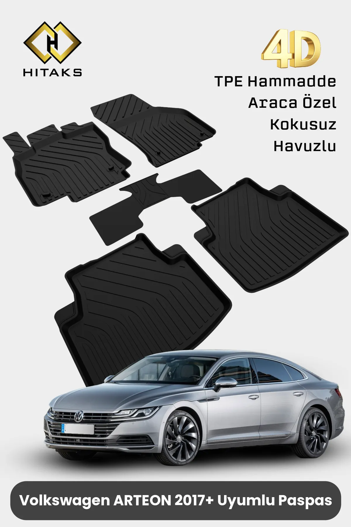 Volkswagen Arteon 2017 ve Sonrası Araca Özel 4D Havuzlu Oto Paspas