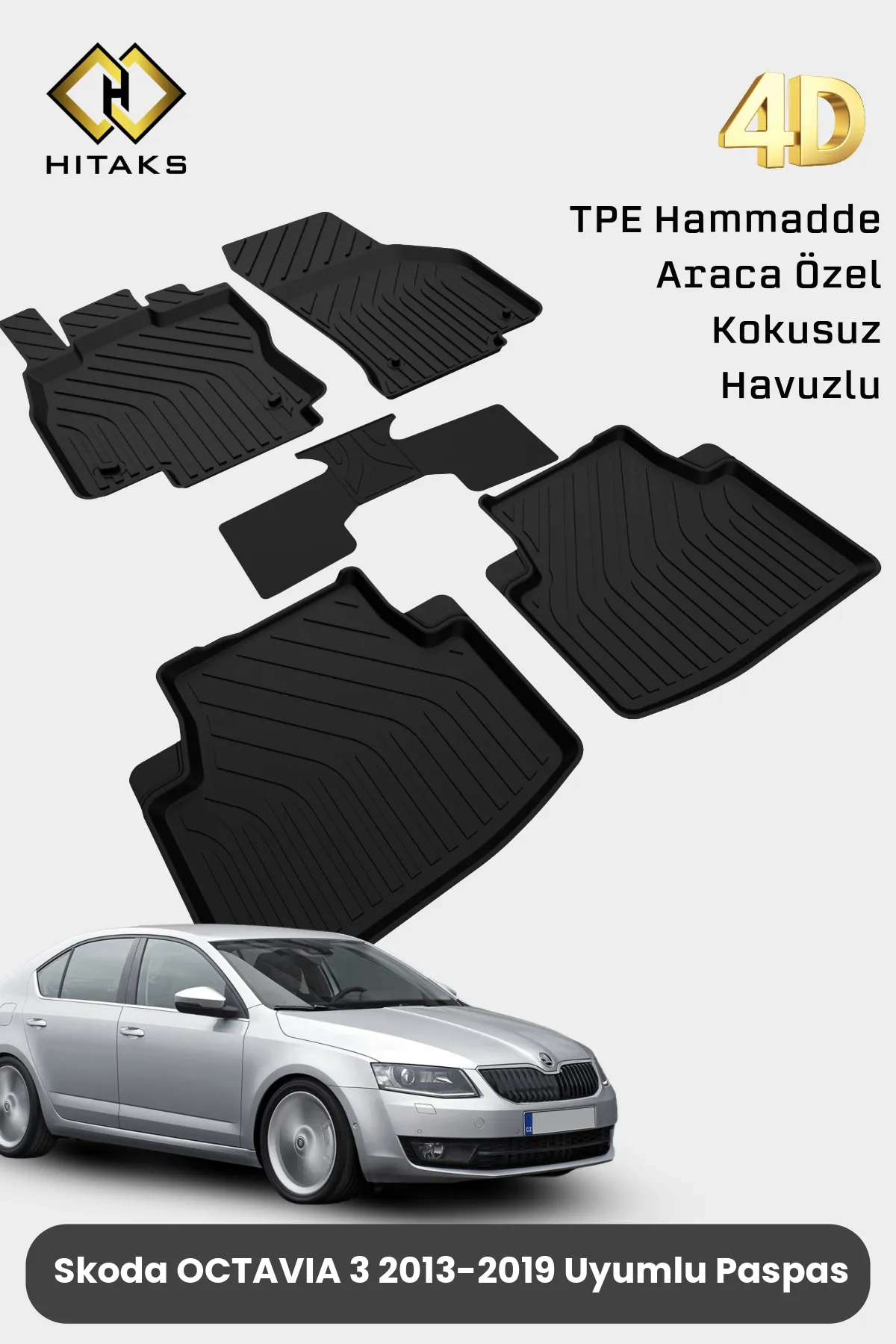 Skoda Octavia Paspas 2013 2019 Arası Uyumlu 4D Havuzlu Paspas