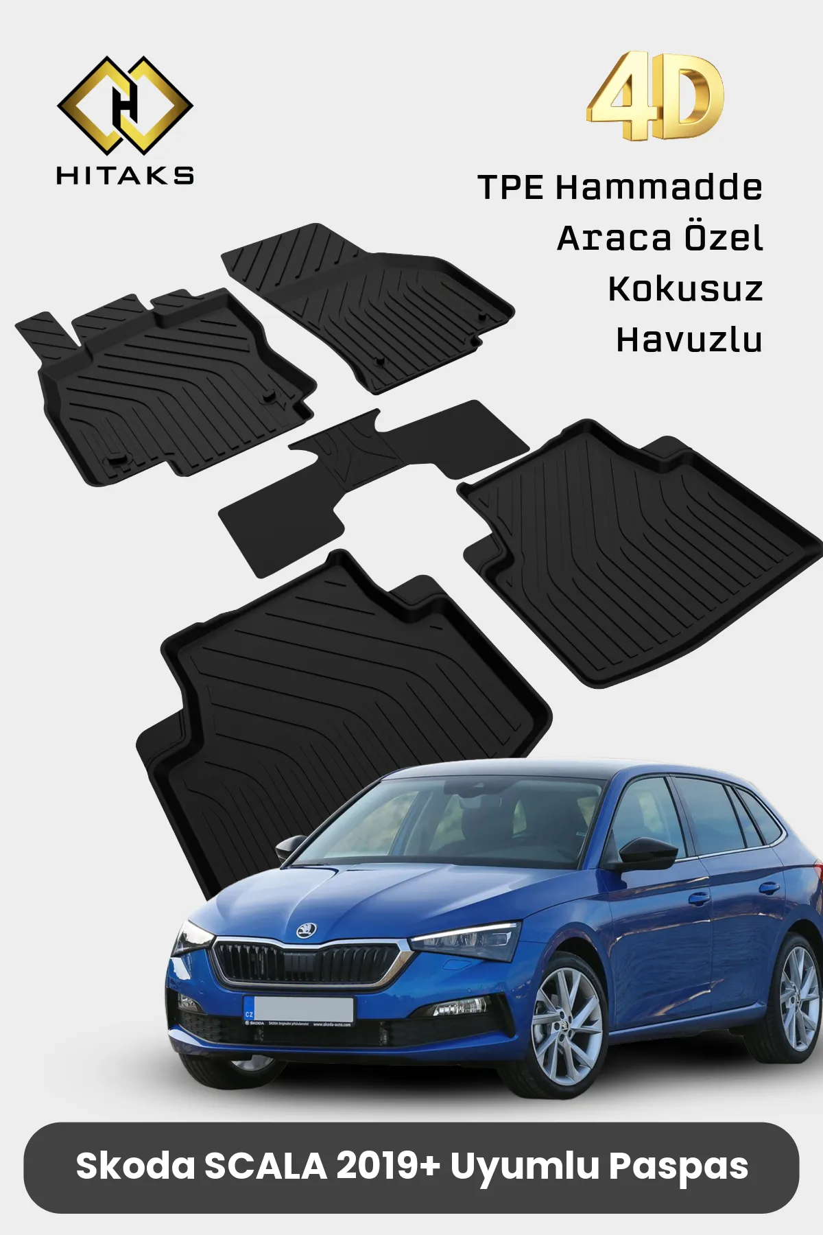 Skoda Scala 4D Havuzlu Paspas 2019 ve Sonrası Araca Özel Oto Paspas