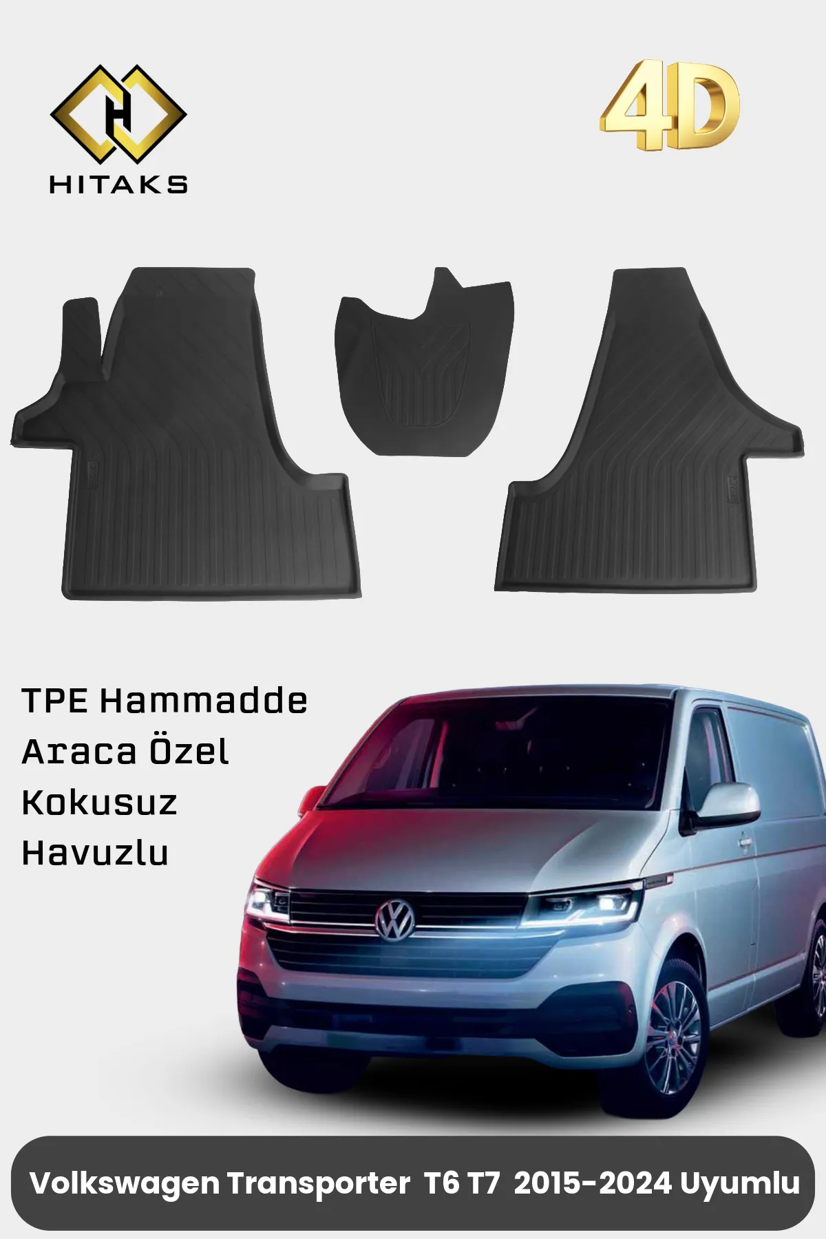 Volkswagen Transporter T6 T7 Paspas 2015 2024 Uyumlu Havuzlu 4D Oto Paspas