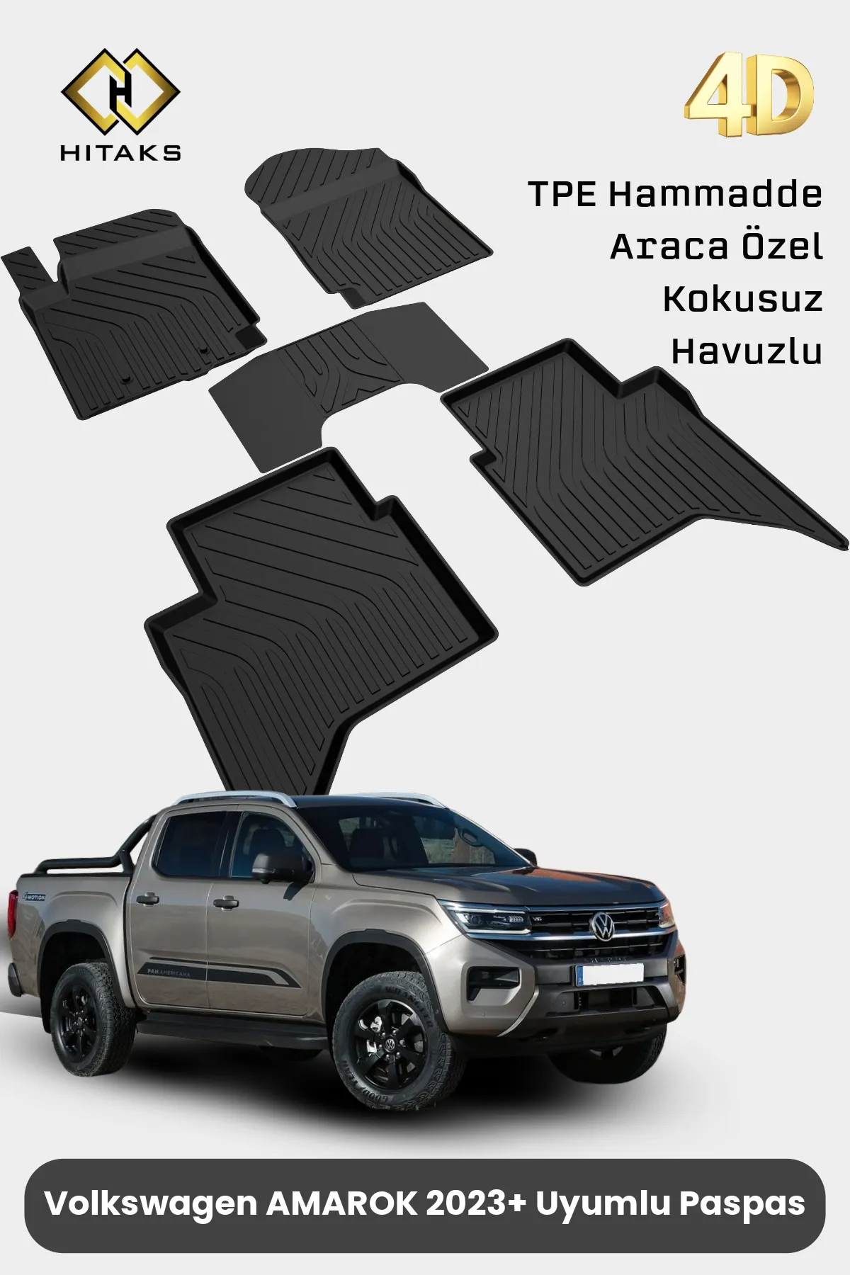 Volkswagen Amarok 2023 2024 2025 2026 Araca Özel 4D Havuzlu Oto Paspas