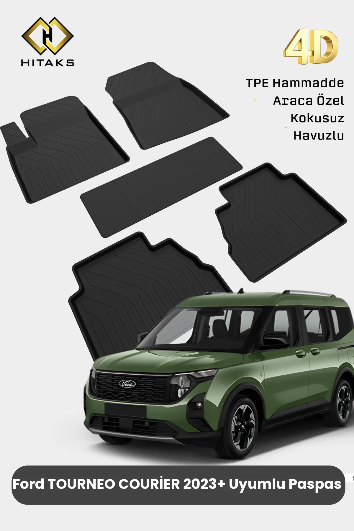 Ford Tourneo Courier 2023 2024 2025 2026 Araca Özel 4D Havuzlu Oto Paspas