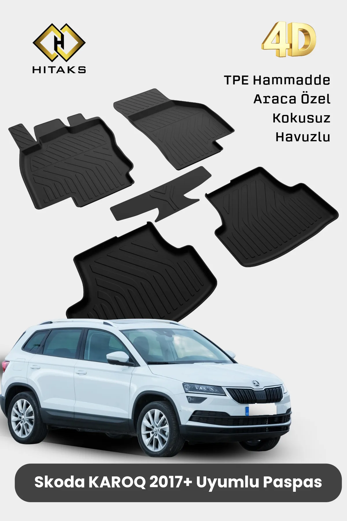 Skoda Karoq Paspas 2017 Sonrası Uyumlu 4D Havuzlu Araca Özel Paspas