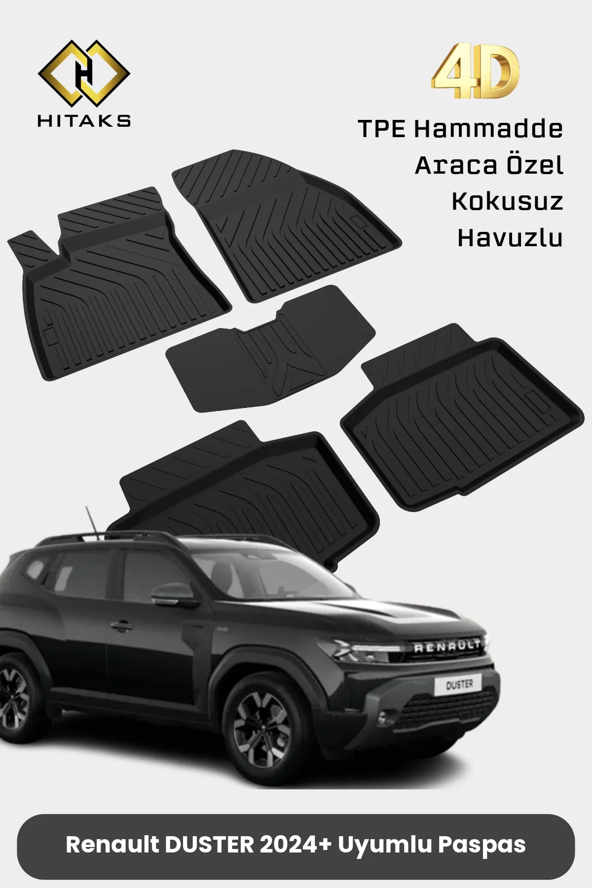 Renault Duster Paspas 2024 2025 2026 Uyumlu Araca Özel 4D Havuzlu Paspas