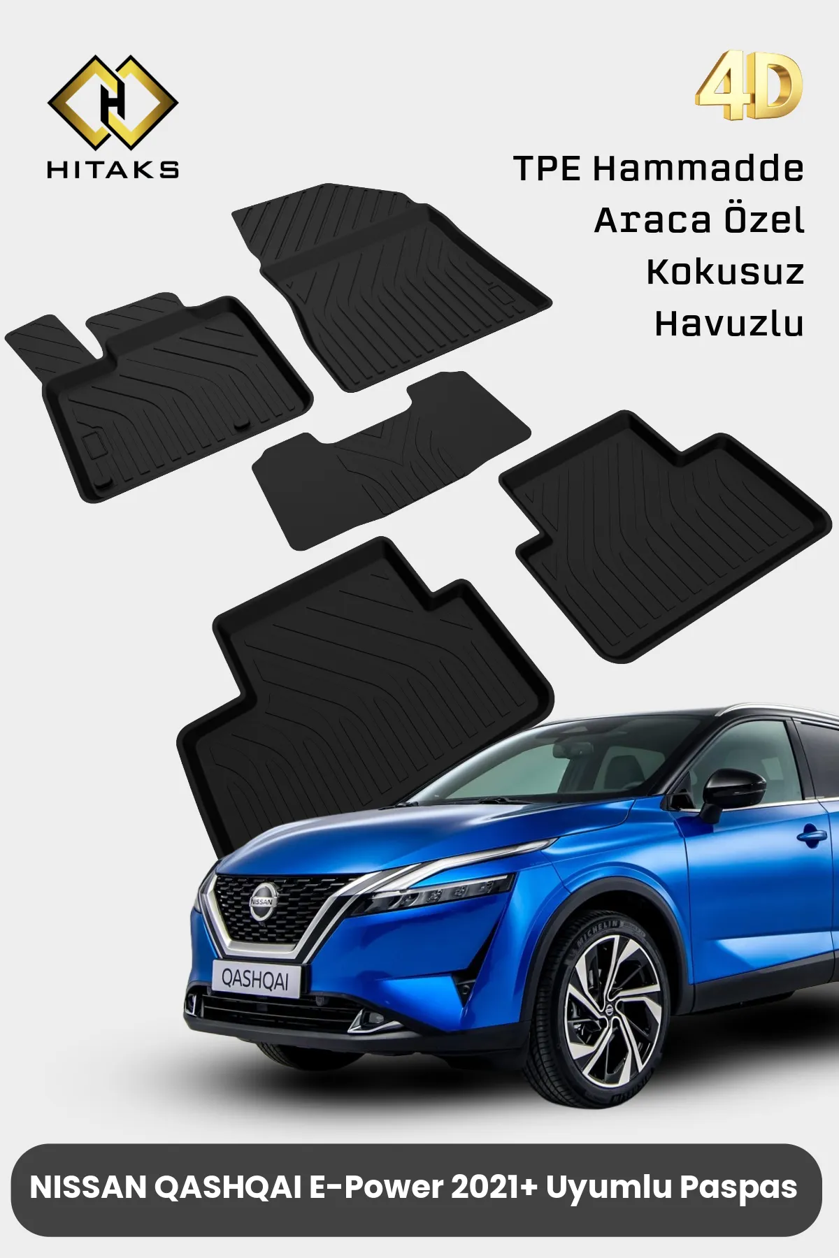 Nissan Qashqai (e-Power) Araca Özel 4D Havuzlu Oto Paspas 2021 2022 2023 2024 2025 2026