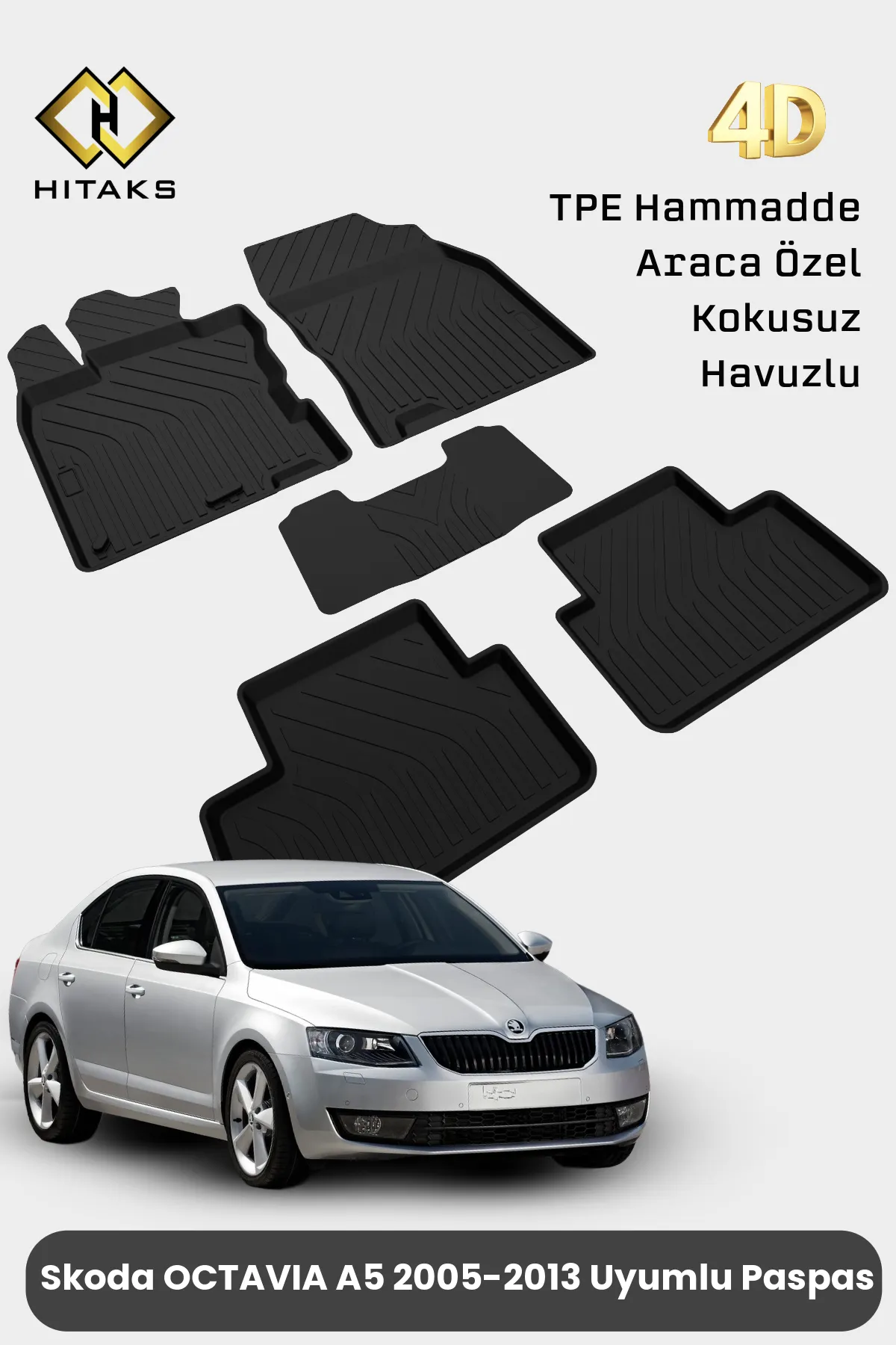 Skoda Octavia 2005 2012 Araca Özel Paspas 4D Havuzlu Paspas
