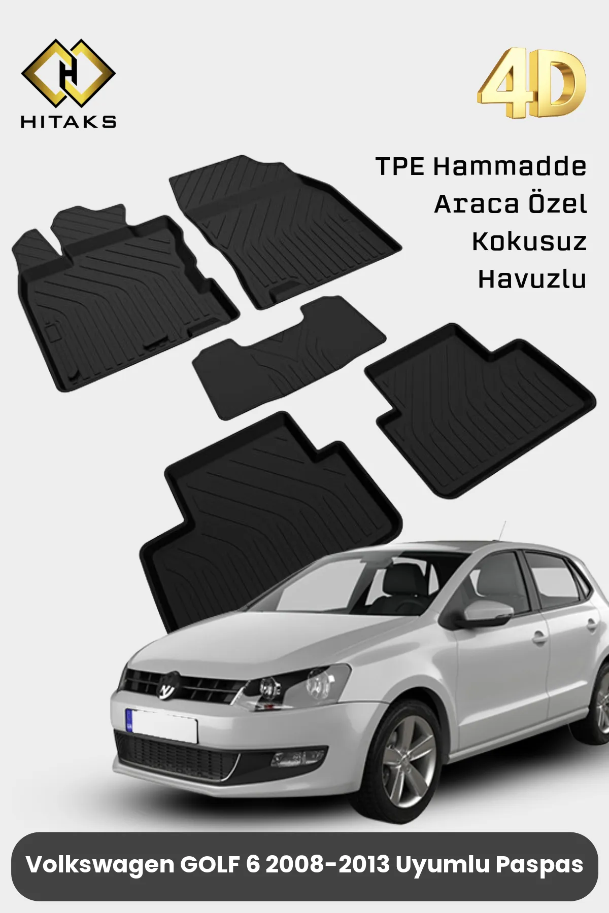 Volkswagen Golf 6 Araca Özel 4D Havuzlu Paspas 2008 2009 2010 2011 2012 2013