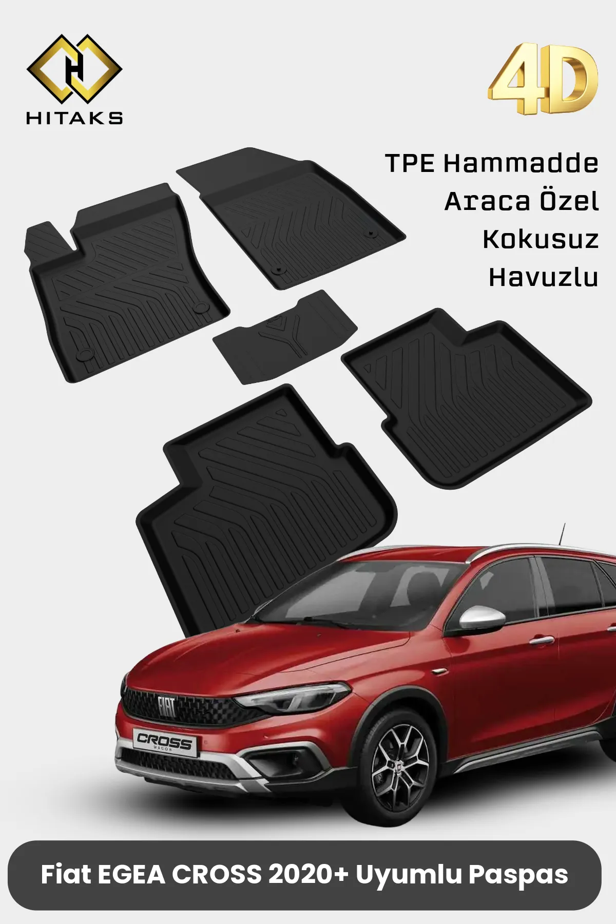 Fiat Egea Cross 2020 2021 2022 2023 2024 2025 2026 ile Uyumlu - Araca Özel Paspas