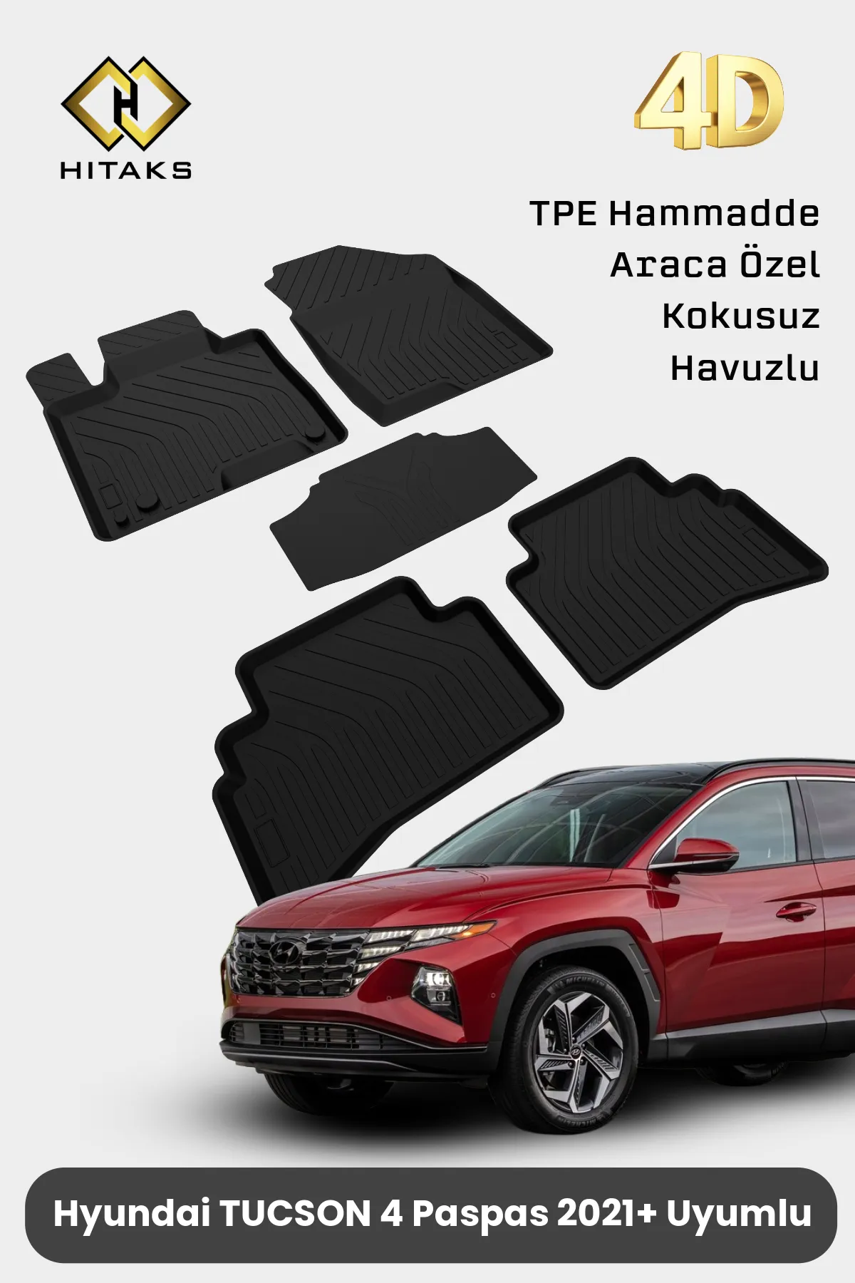 Sahler Hyundai Tucson 2021+ Uyumlu 4D Premium Havuzlu Paspas