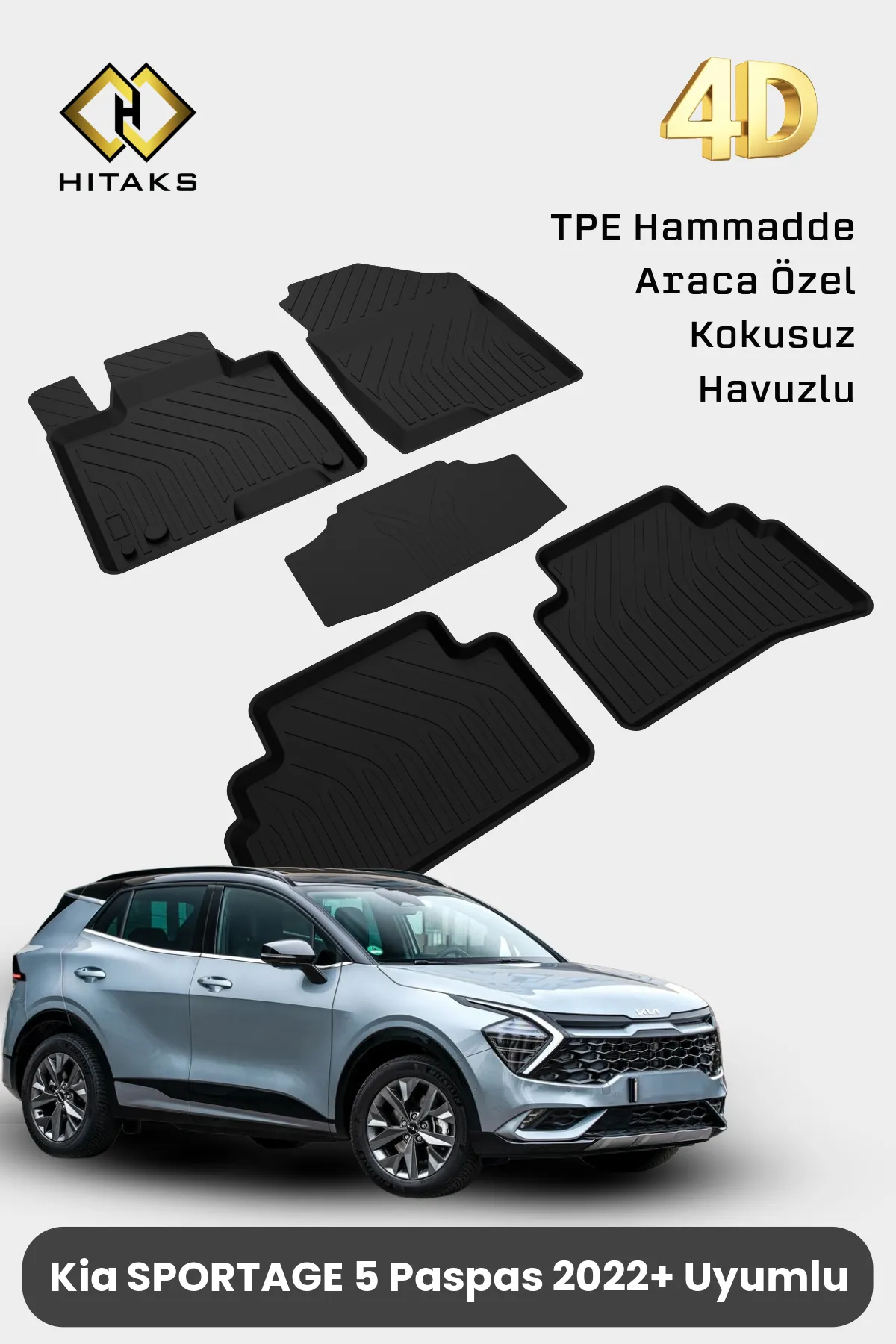Kia Sportage 2022+ Uyumlu Araca Özel 4D Havuzlu Oto Paspas